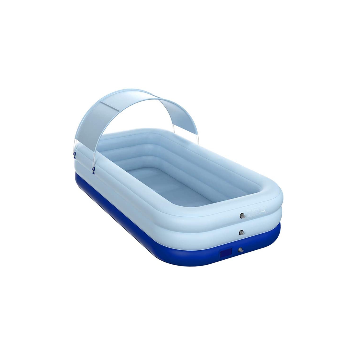 Piscine hors sol, piscine gonflable en un clic pour enfants et adultes en PVC pleine taille avec auvent pour jardin intérieur et extérieur, bleu
