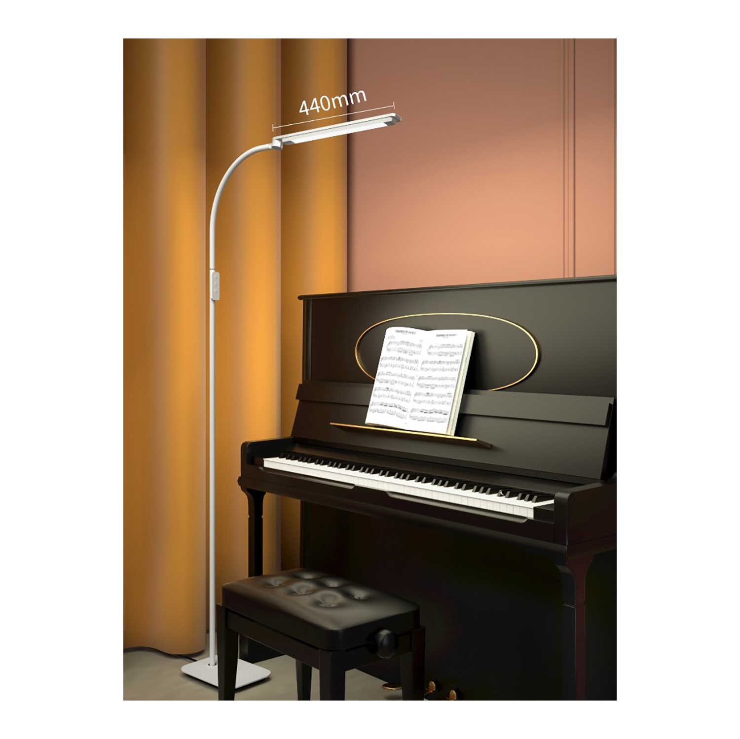 LED Floor Lamp 80 LED beads, magnetic remote control, full spectrum LED, Eye-Caring Adjustable Gooseneck Floor Lighting for Bedroom Piano Office