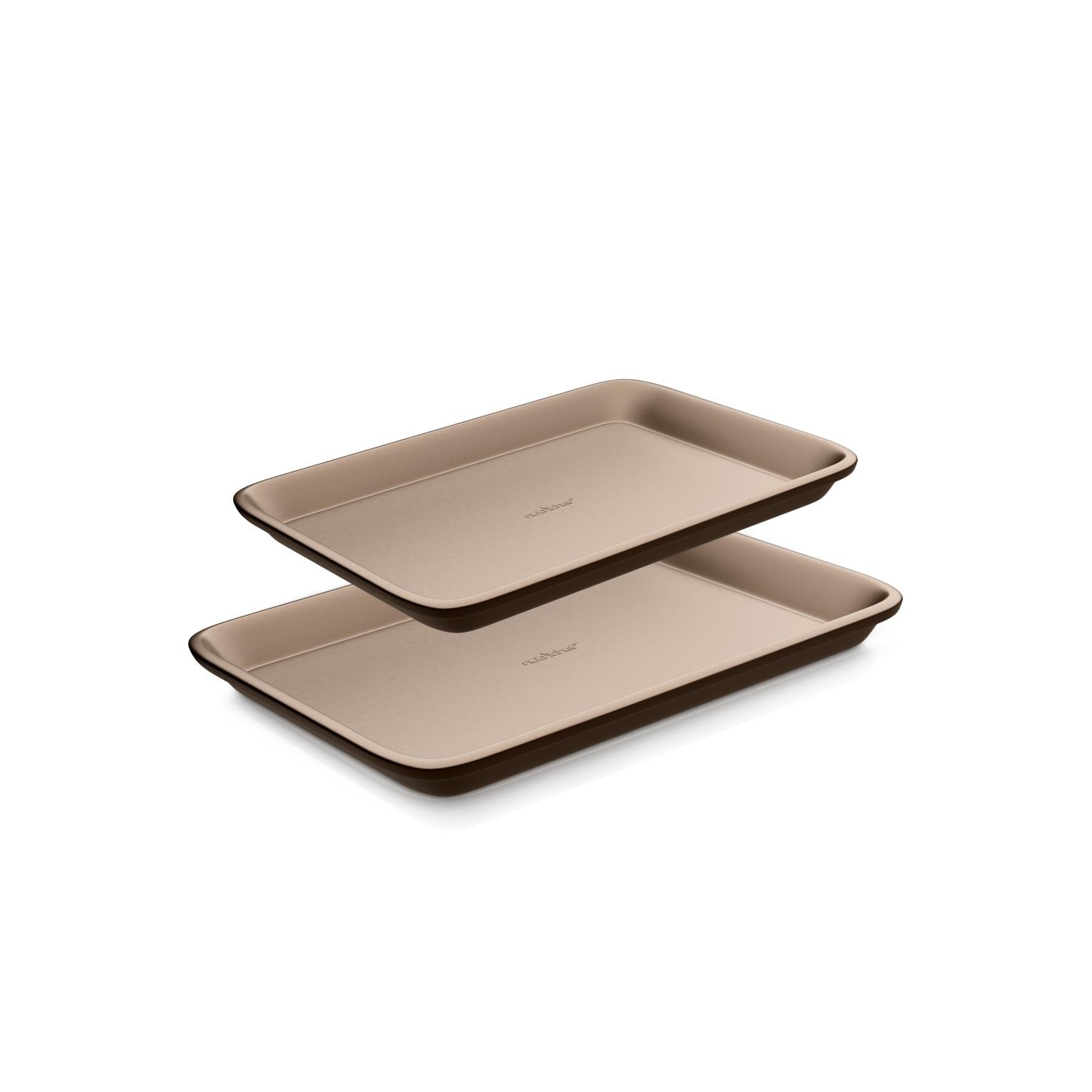 NutriChef Professional Quality Kitchen Cooking Non-Stick Bake Trays w/Rimmed Borders- Champagne Gold