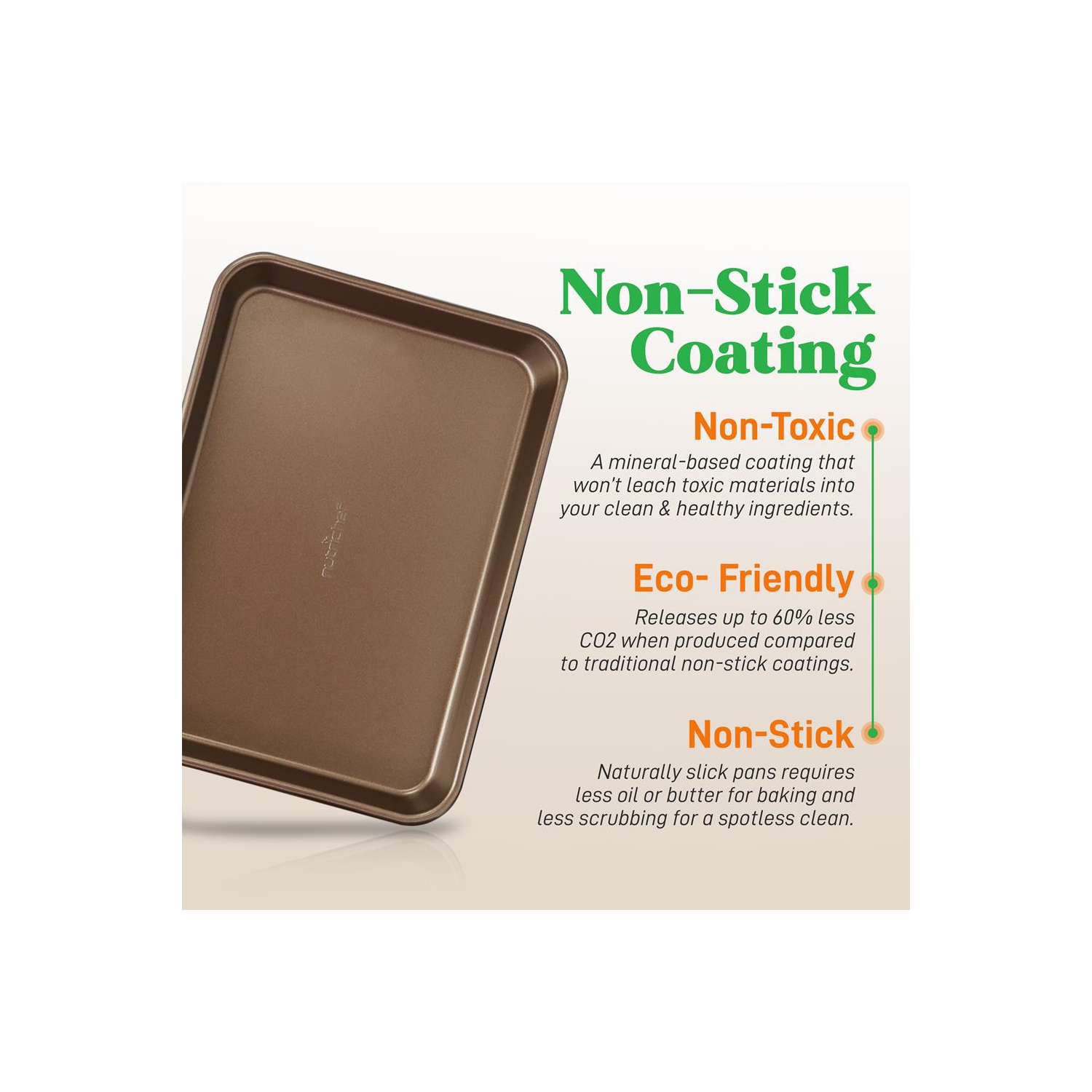 NutriChef Professional Quality Kitchen Cooking Non-Stick Bake Trays w/Rimmed Borders- Champagne Gold