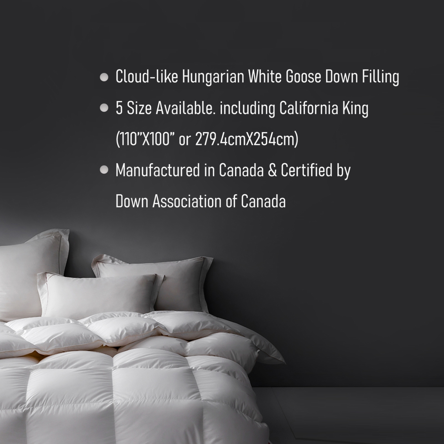 Highland Feather 750 Fill Power Hungarian White Goose Down Duvet 700TC Pure Cotton Casing with Corner Ties VISEGRAD Summer Queen 30 OZ
