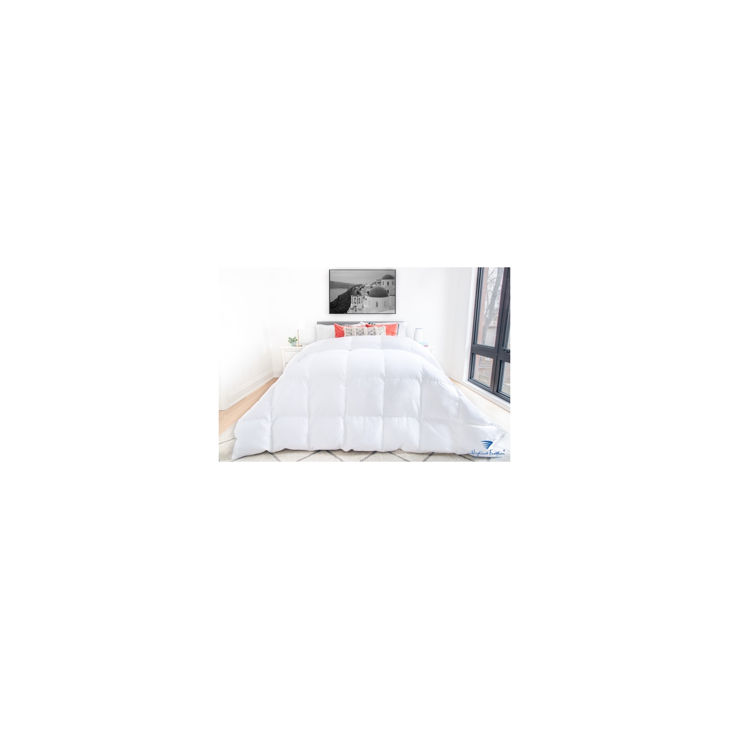 Highland Feather 725 Fill Power Canadian Hutterite White Goose Down Duvet 700TC Pure Cotton Casing with Corner Ties CARMEL Awarded Duvet, Winter