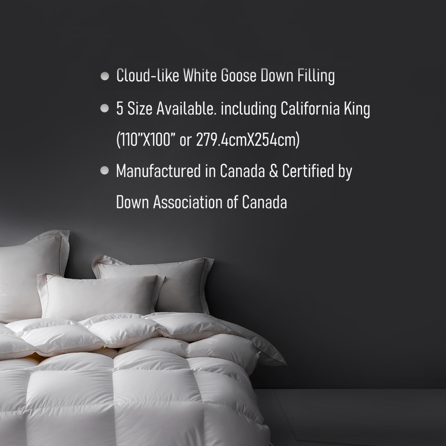 Highland Feather 600 Fill Power White Goose Down Duvet 233TC Pure Cotton Casing with Corner Ties TORTOSA Summer Double 23 OZ