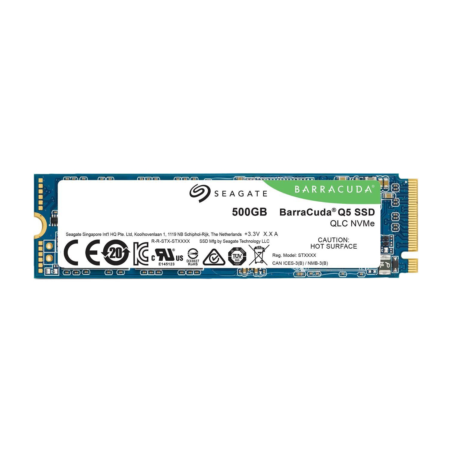 SSD Seagate BarraCuda Q5 M.2 2280 500GB PCIe Gen3 x4 NVMe 1.3 3D QLC Internal Solid State Drive (SSD) ZP500CV3A001