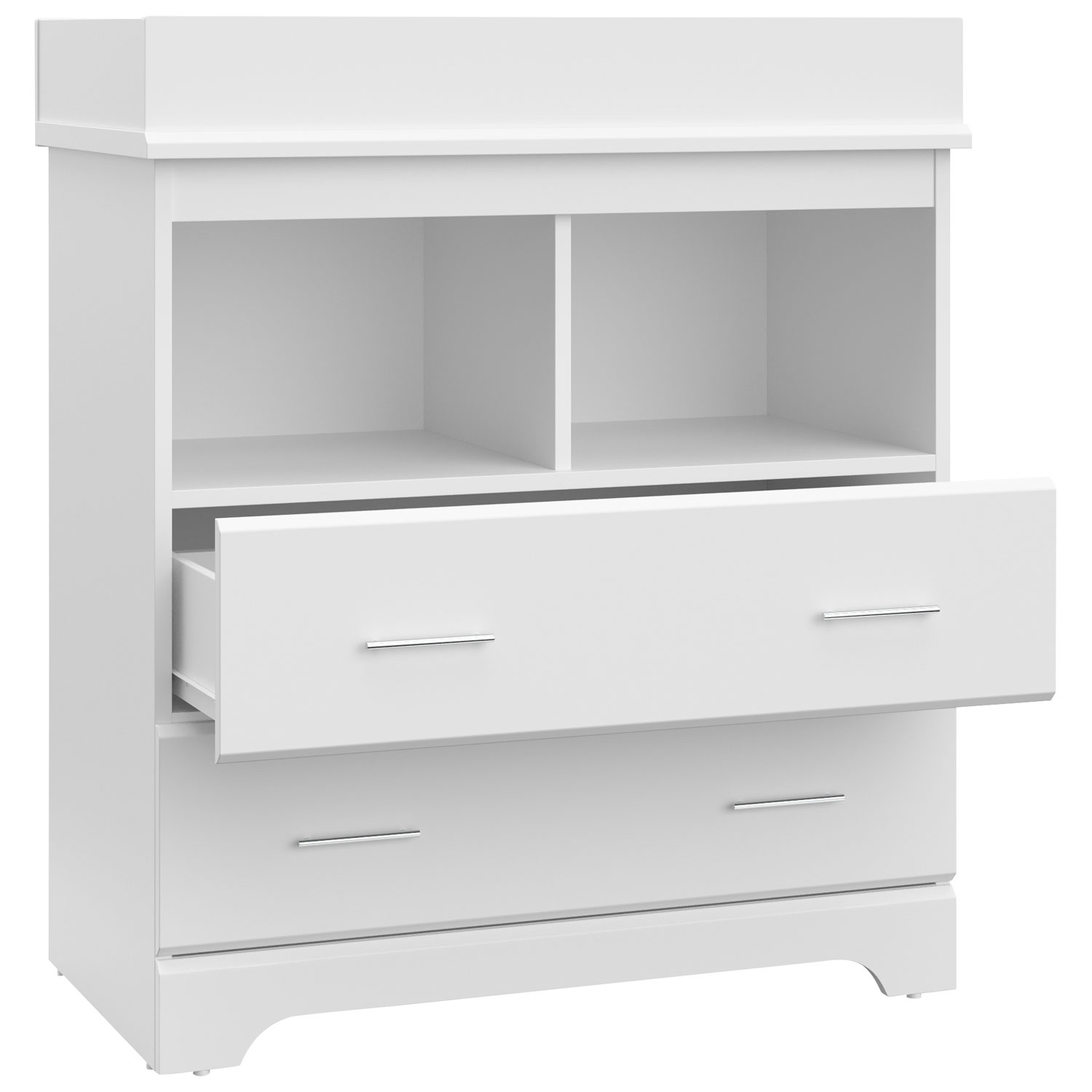 Commode à table à langer à 2 tiroirs et 2 tablettes Brookside de Storkcraft - Blanc