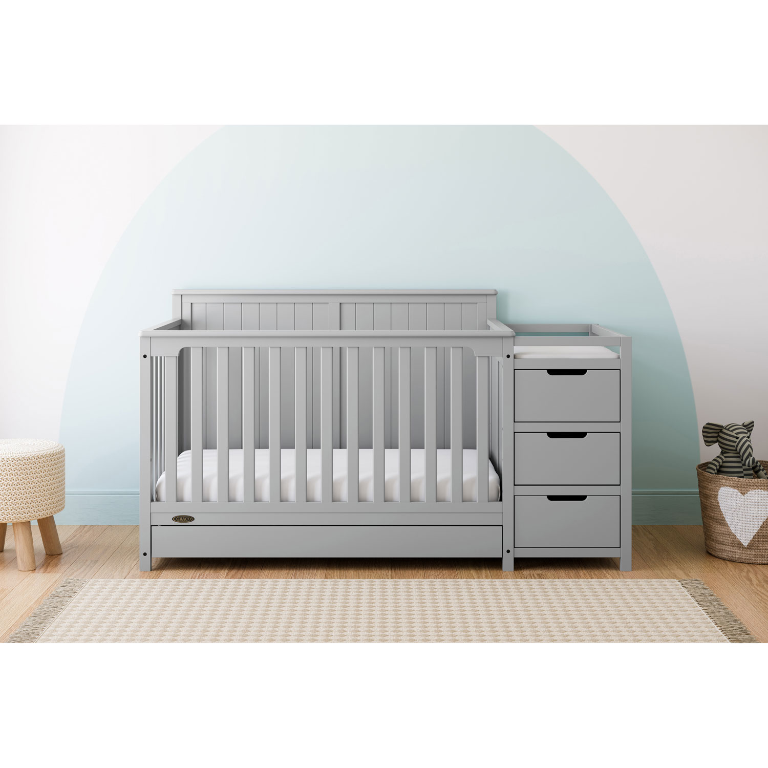 Graco Hadley 4 in 1 Convertible Crib with 3 Drawer Changing Table Pebble Grey Best Buy Canada