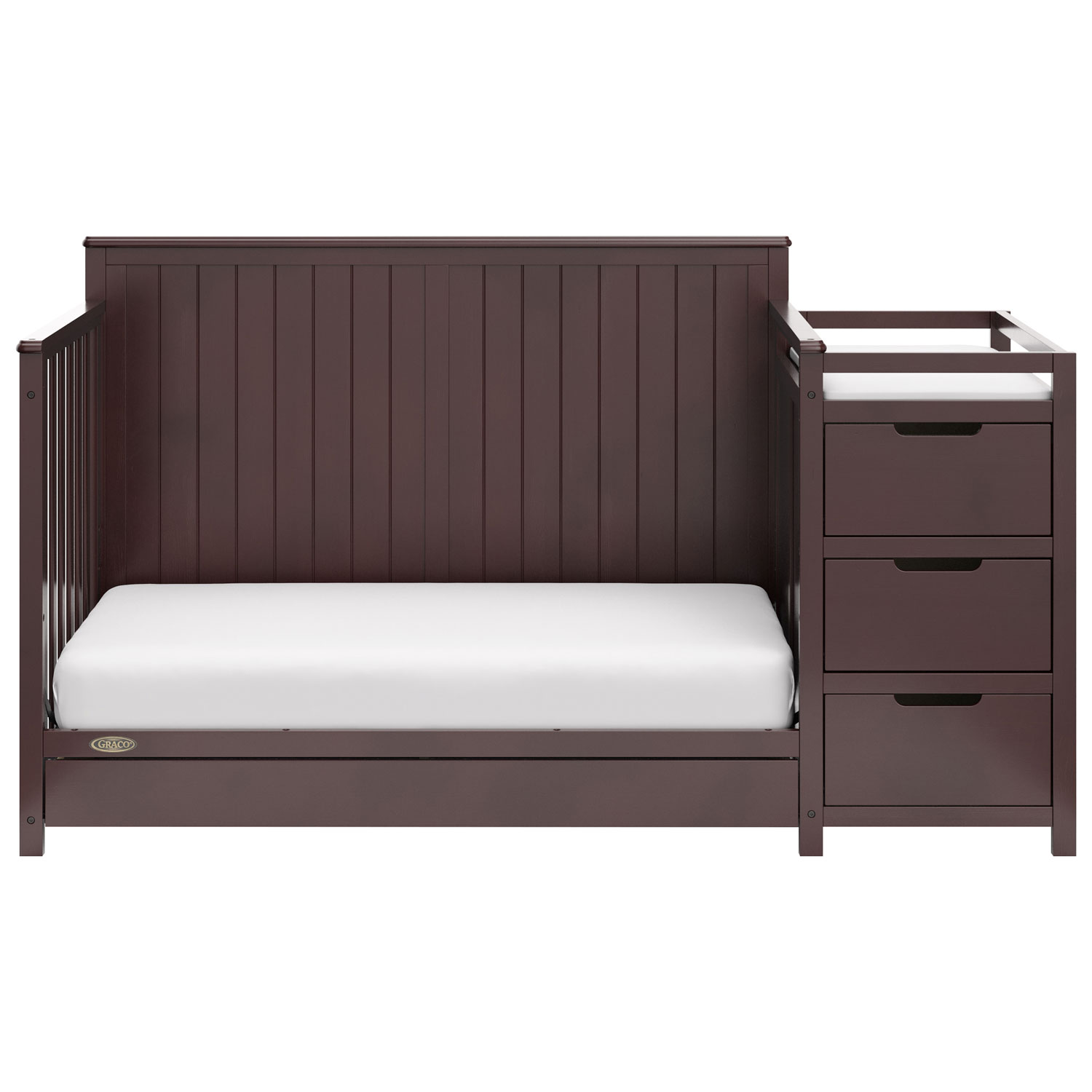 Lit de bébé transformable 4-en-1 Hadley de Graco avec table à langer à 3 tiroirs - Expresso