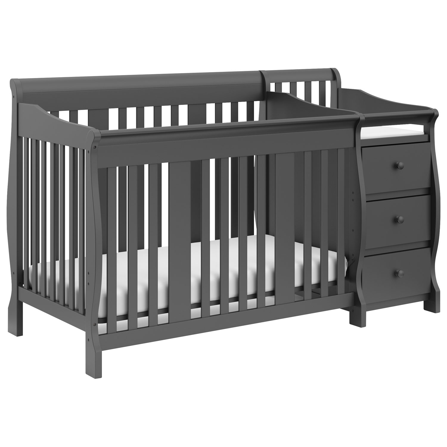 Storkcraft Portofino 4-in-1 Convertible Crib with 3-Drawer Changing Table - Grey