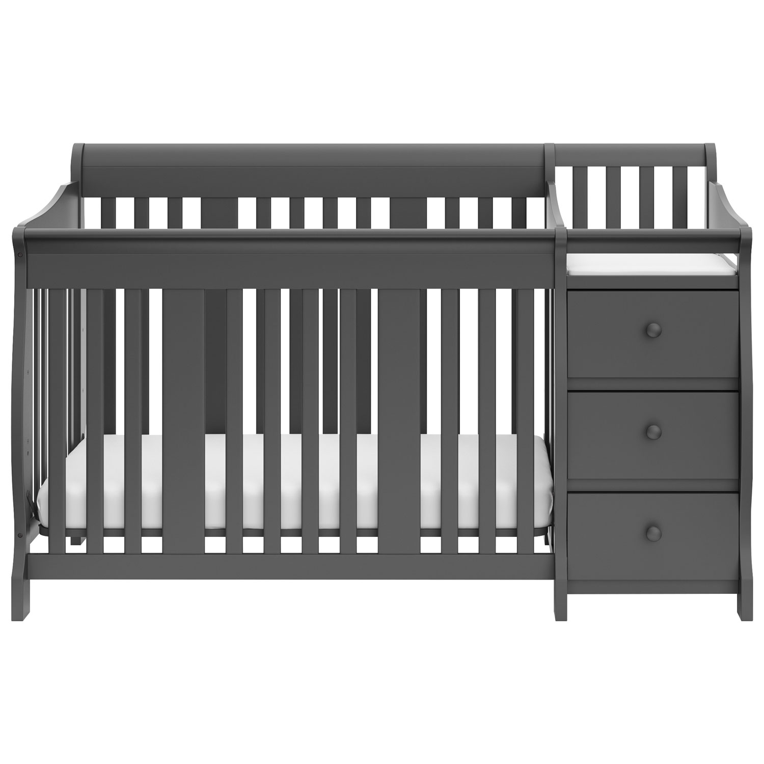 Storkcraft Portofino 4-in-1 Convertible Crib with 3-Drawer Changing Table - Grey