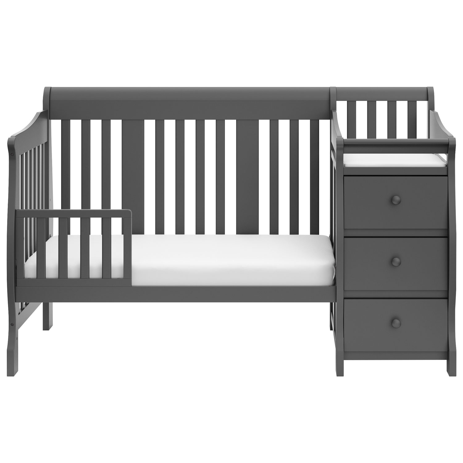 Storkcraft Portofino 4-in-1 Convertible Crib with 3-Drawer Changing Table - Grey