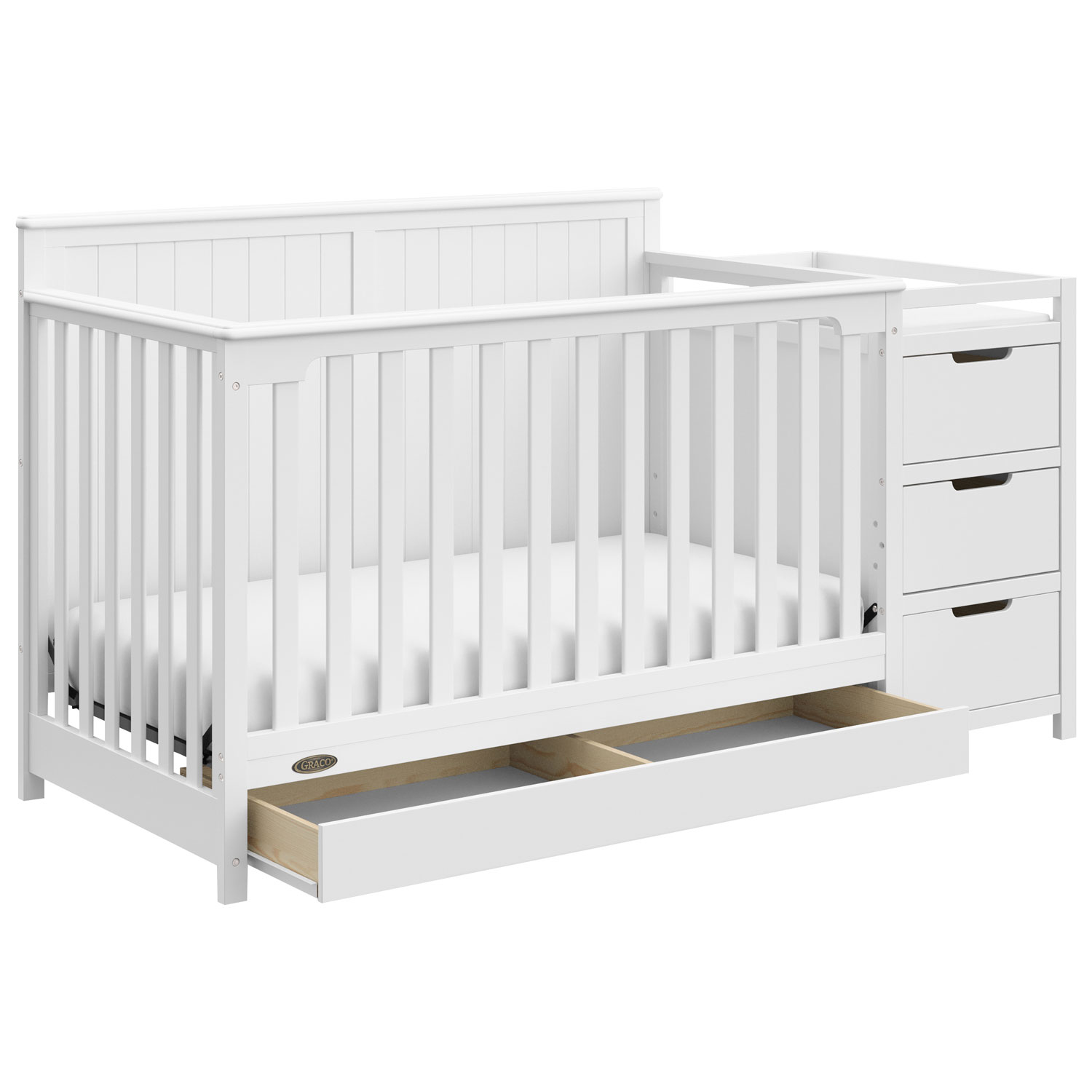 Graco Hadley 4 in 1 Convertible Crib with 3 Drawer Changing Table White Best Buy Canada