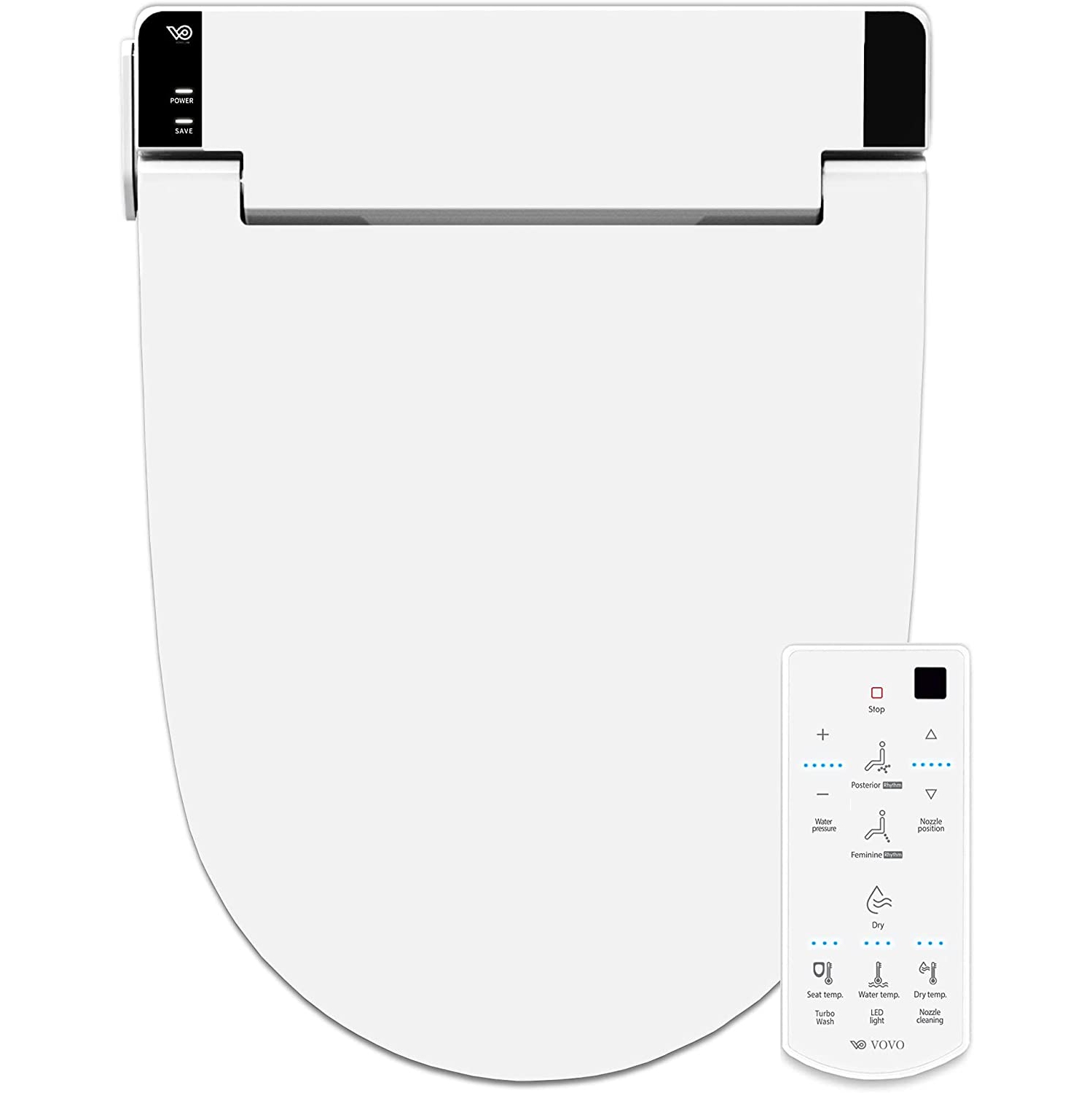 VOVO STYLEMENT VB-6000SE Electronic Bidet, Elongated, UV LED Sterilization, Heated Seat, Warm Dry and Water, Self Cleaning Full Stainless Nozzle,