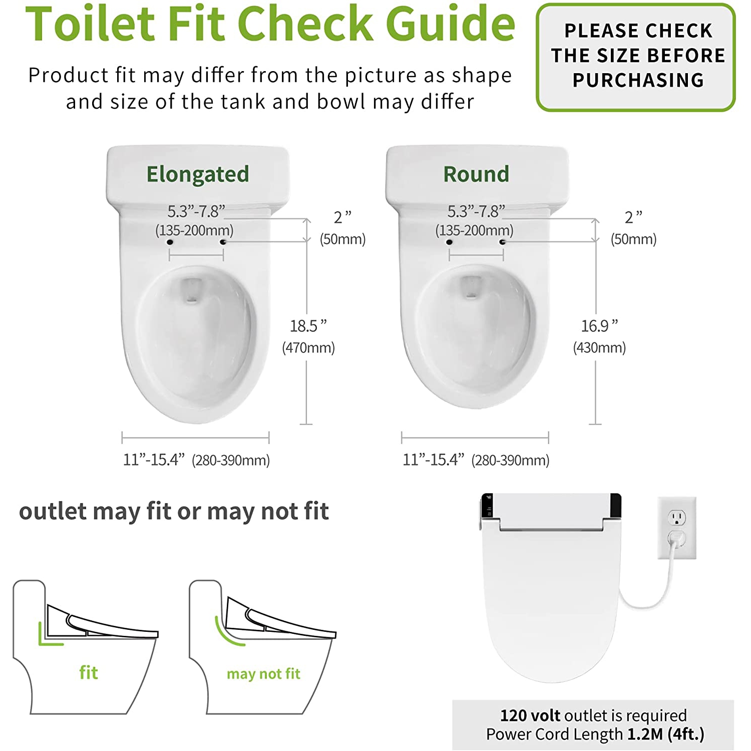 VOVO STYLEMENT VB-6000SE Electronic Bidet, Elongated, UV LED Sterilization, Heated Seat, Warm Dry and Water, Self Cleaning Full Stainless Nozzle,