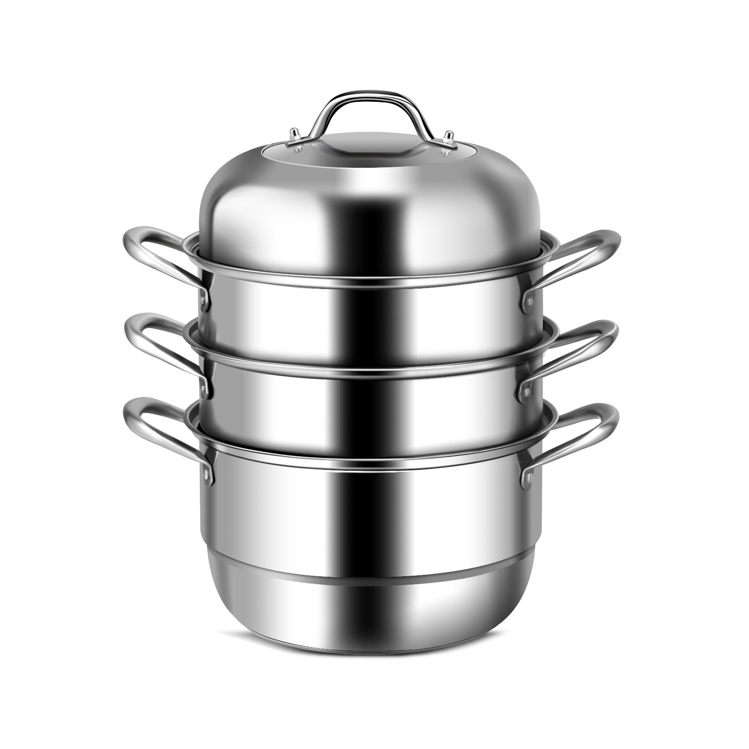 Costway 3 Tier 11 Inch Stainless Steel Steamer Set Cookware Pot Saucepot Double Boiler