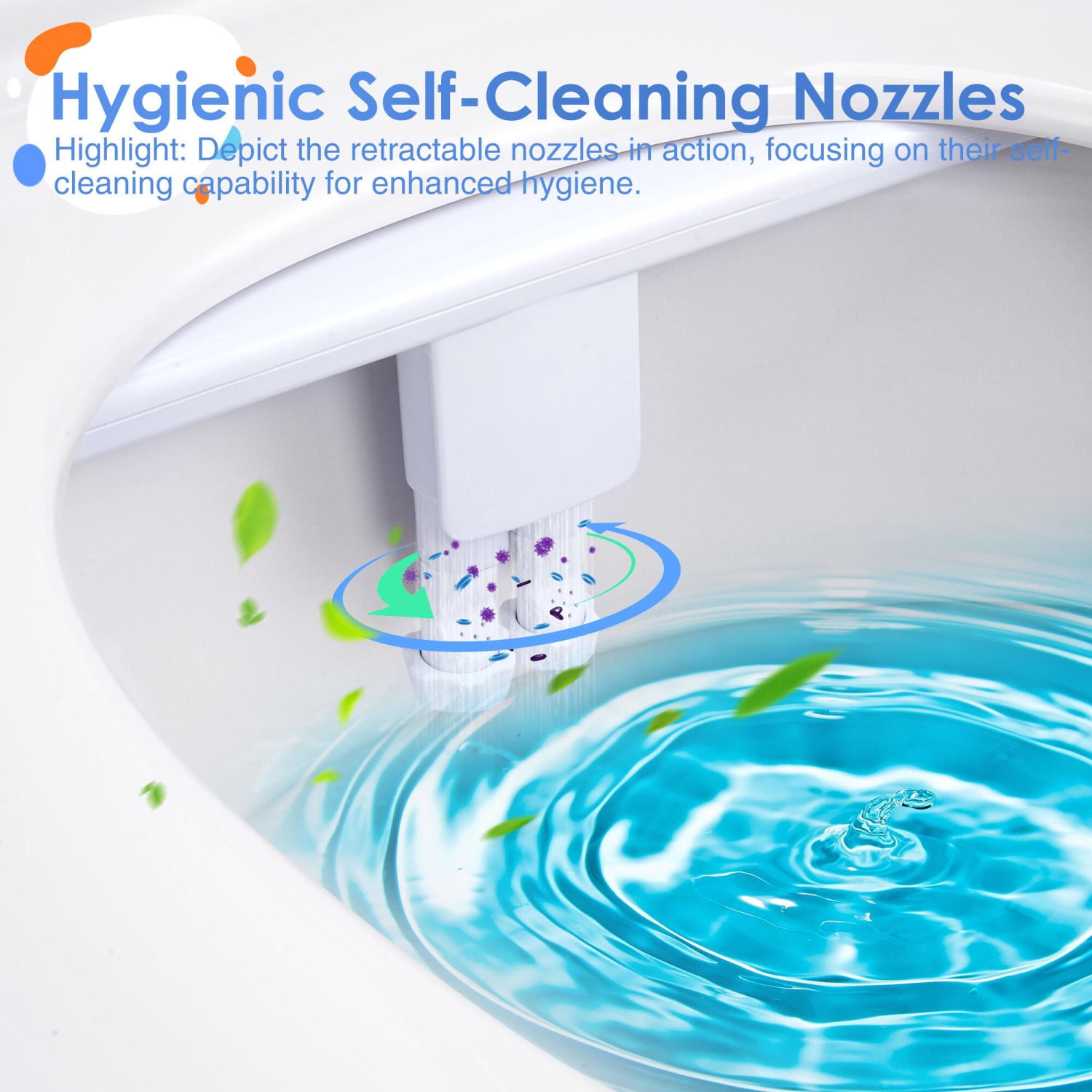 Hot and Cold Water Toilet Bidet, Self Cleaning Dual Nozzle Non-Electric Mechanical Bidet Toilet Attachment with Adjustable Water Pressure and