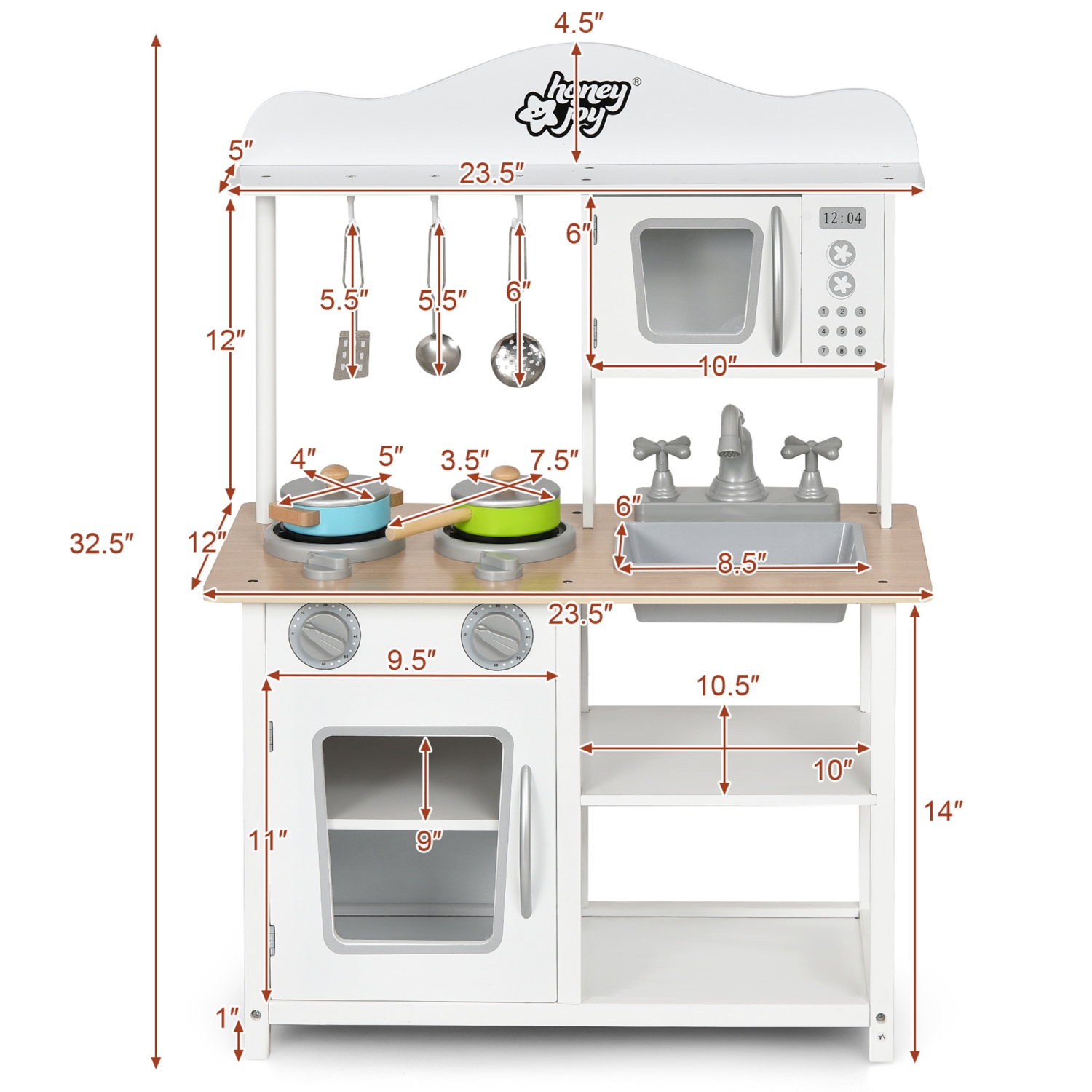 Ensemble de cuisine jouet en bois Gymax pour enfants avec accessoires et évier