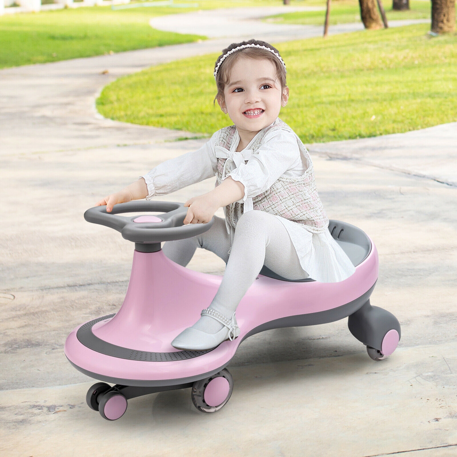 Gymax Wiggle Car Ride-on Toy w/ Flashing Wheels for Toddlers & Kids