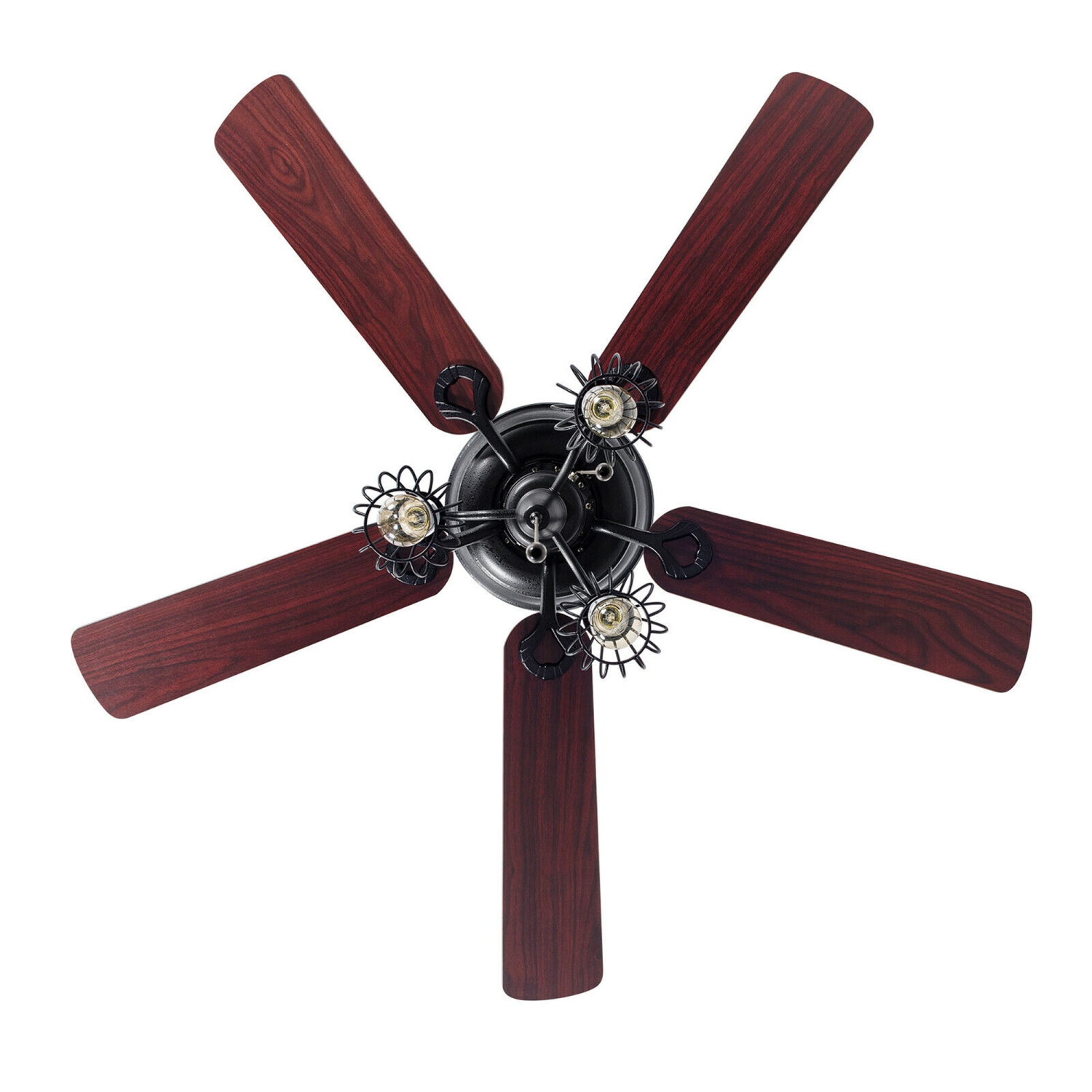 Gymax Ventilateur de Plafond de 52'' à Lumières, 5 Pales Réversibles, 3 Bulbes Lumineux,Ventilateur de Plafond Rétro