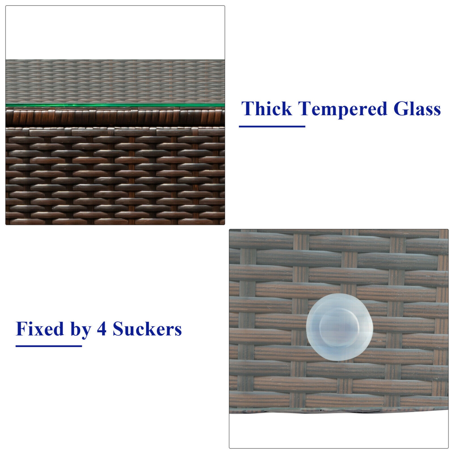 Ensemble de patio de 3 pièces en rotin Gymax avec coussins bleu marine