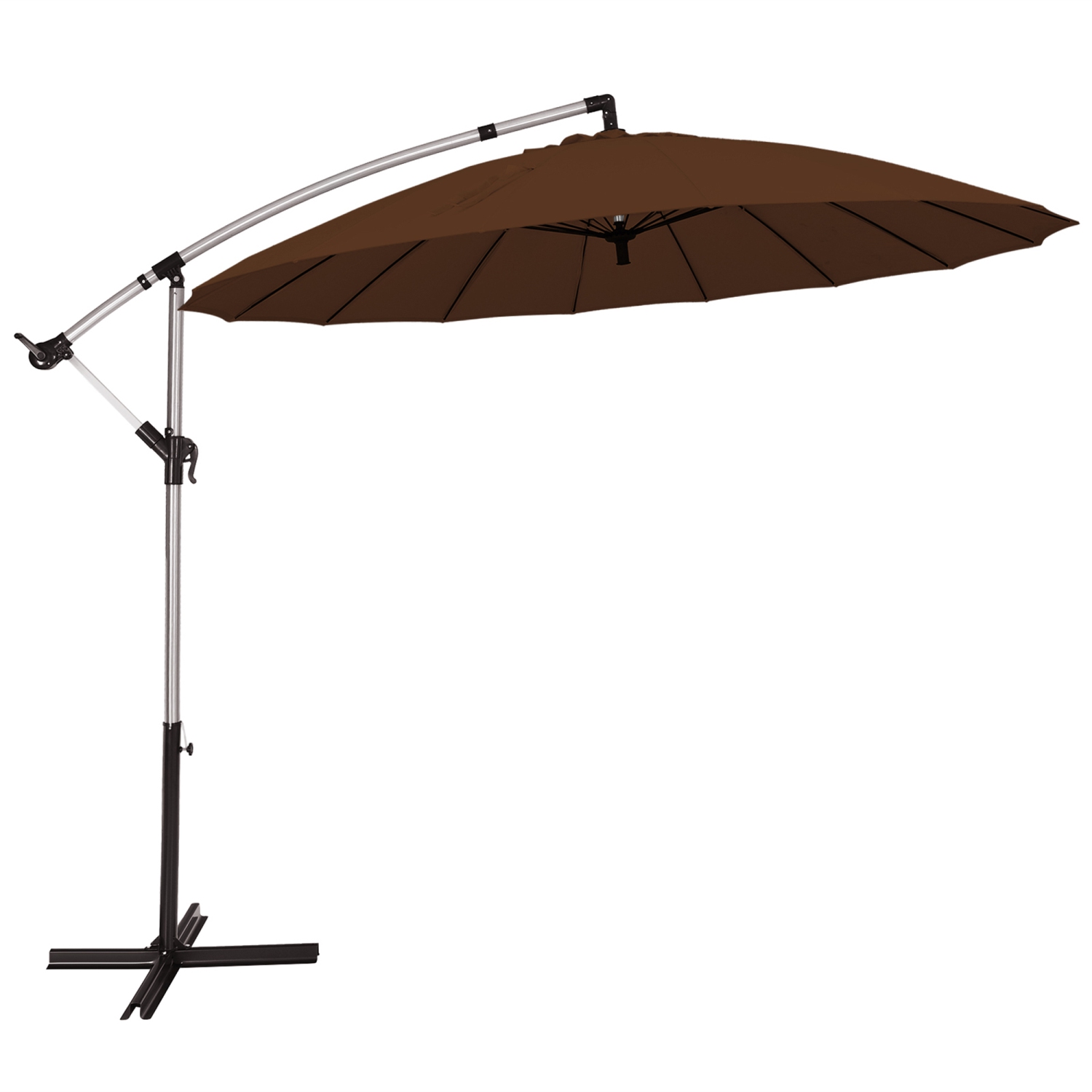Gymax 10FT Patio Offset Hanging Umbrella Cantilever Umbrella w/ Tilt Adjustment