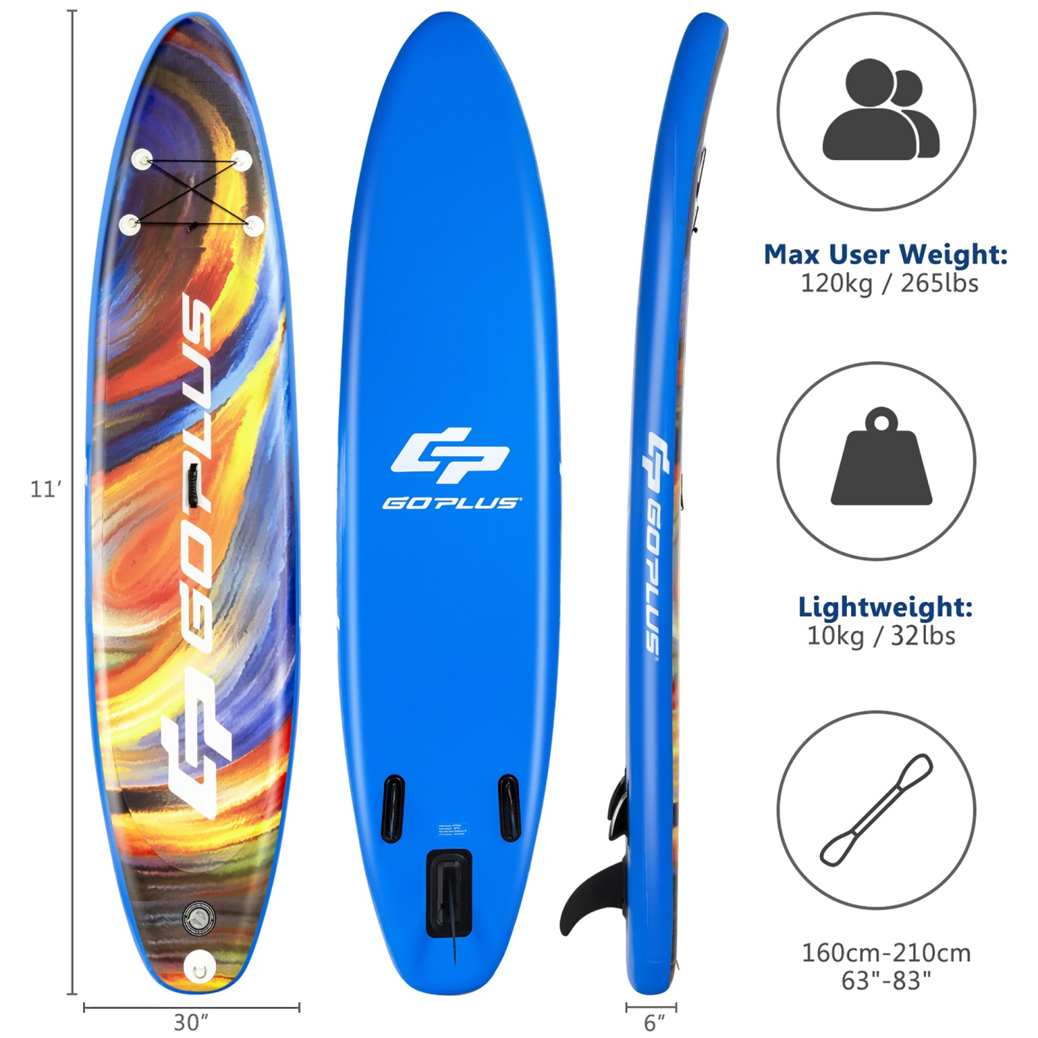 Goplus 10.5'\11' Inflatable Stand Up Paddle Board SUP Surfboard W/ Aluminum Paddle