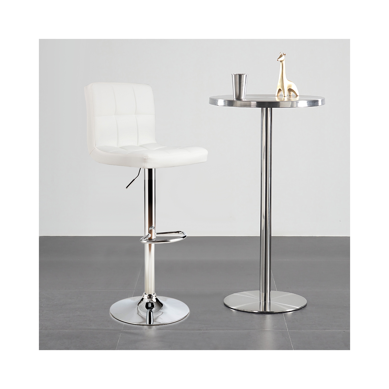 Costway Set of 2 Adjustable Bar Stools PU Leather Swivel Kitchen Counter Pub Chair