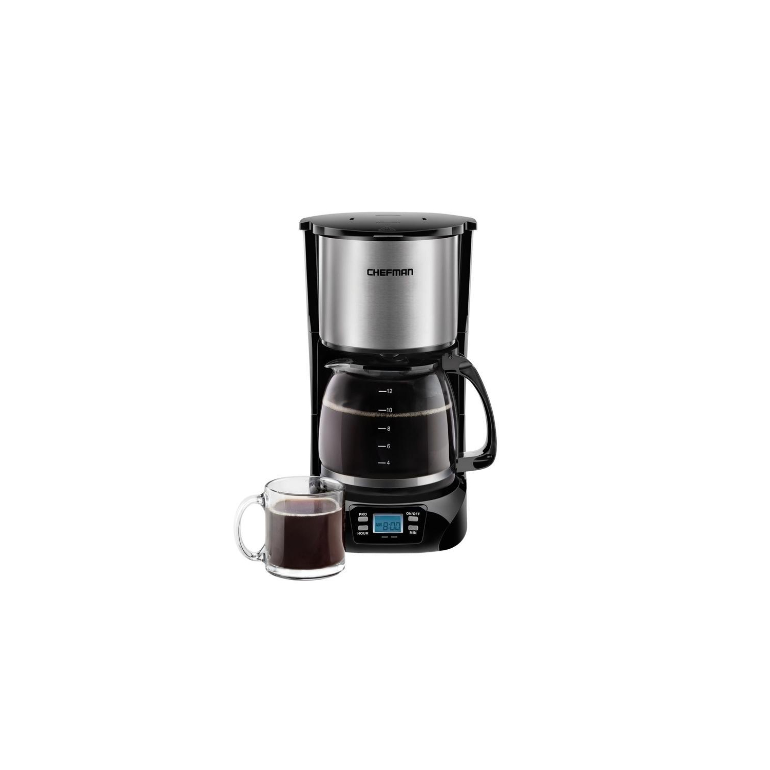 Chefman - Programmable Coffee Maker with 12 Cup Capacity, Stainless Steel