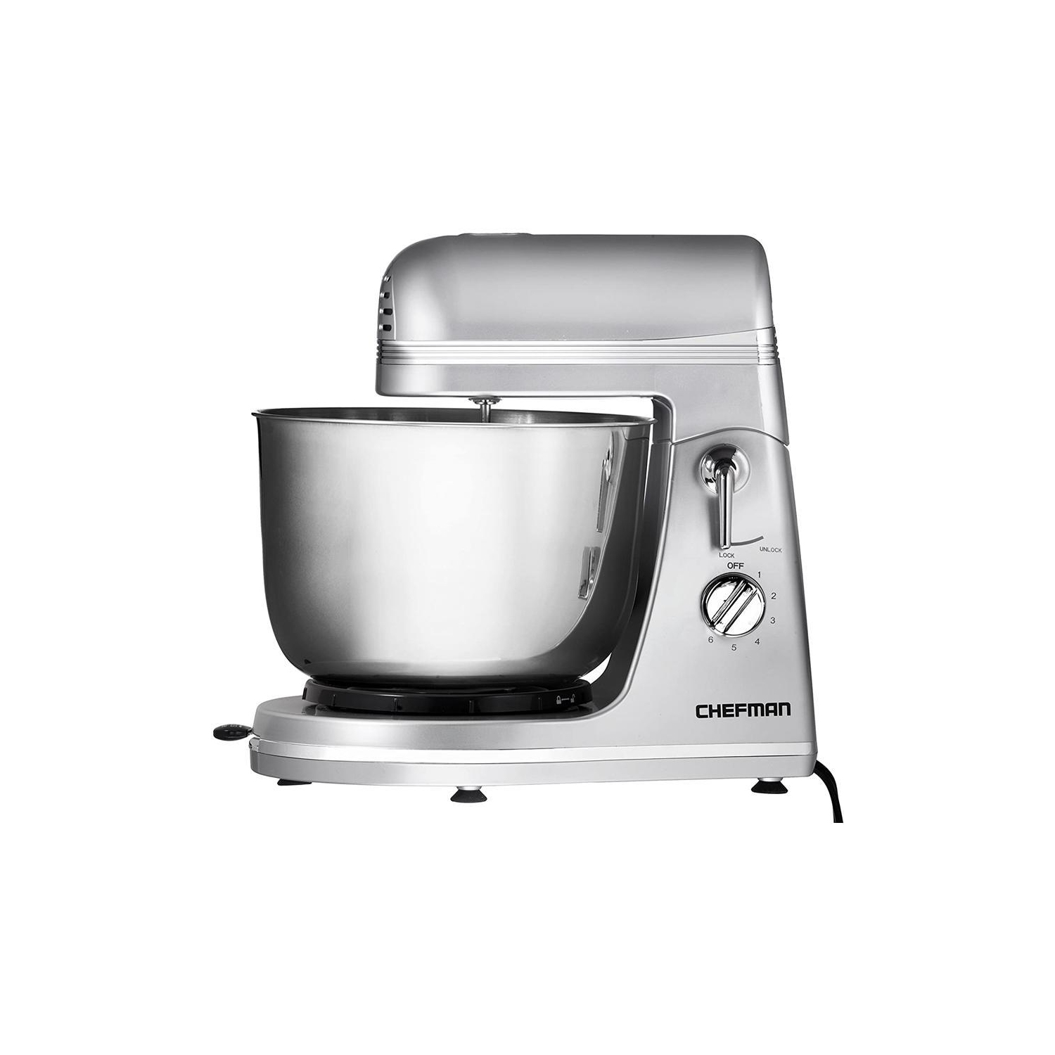 Chefman - Batteur sur Socle avec Bol en Acier Inoxydable, 300 Watts, Argenté