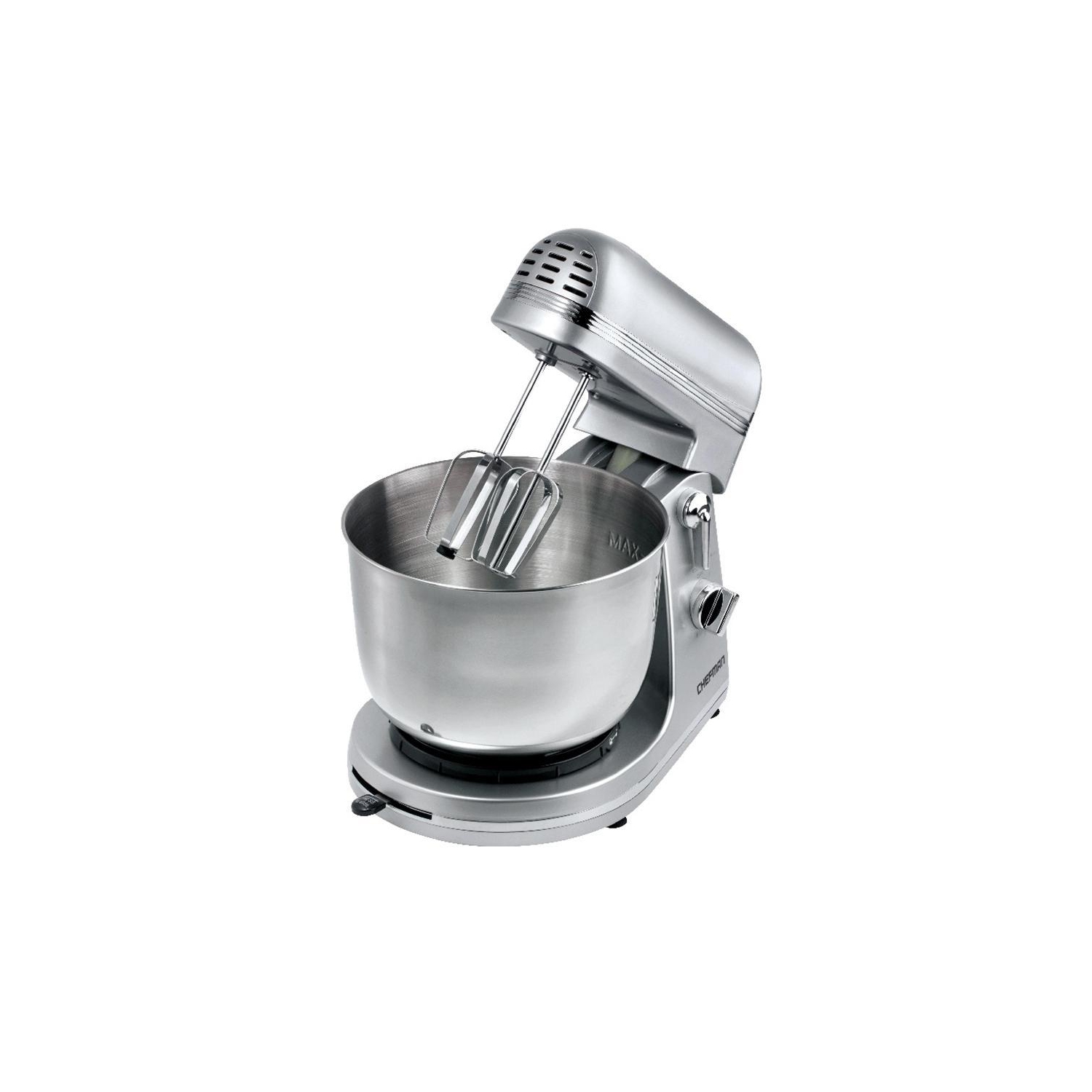 Chefman - Batteur sur Socle avec Bol en Acier Inoxydable, 300 Watts, Argenté