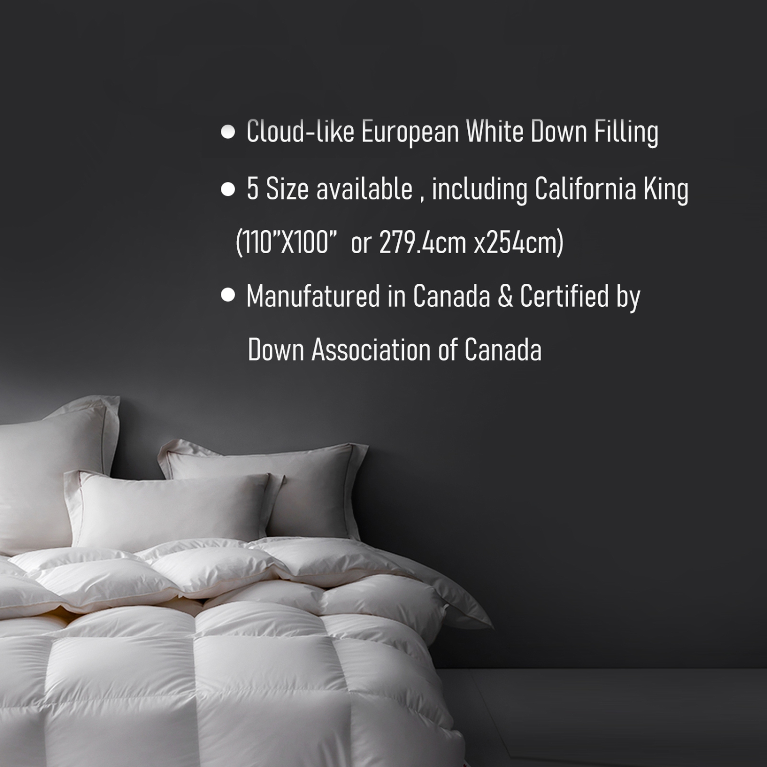 Highland Feather 700 Fill Power European White Down Duvet 289TC Pure Cotton Casing with Corner Ties TOULON Fluffy and Cozy Deluxe Twin 30 OZ