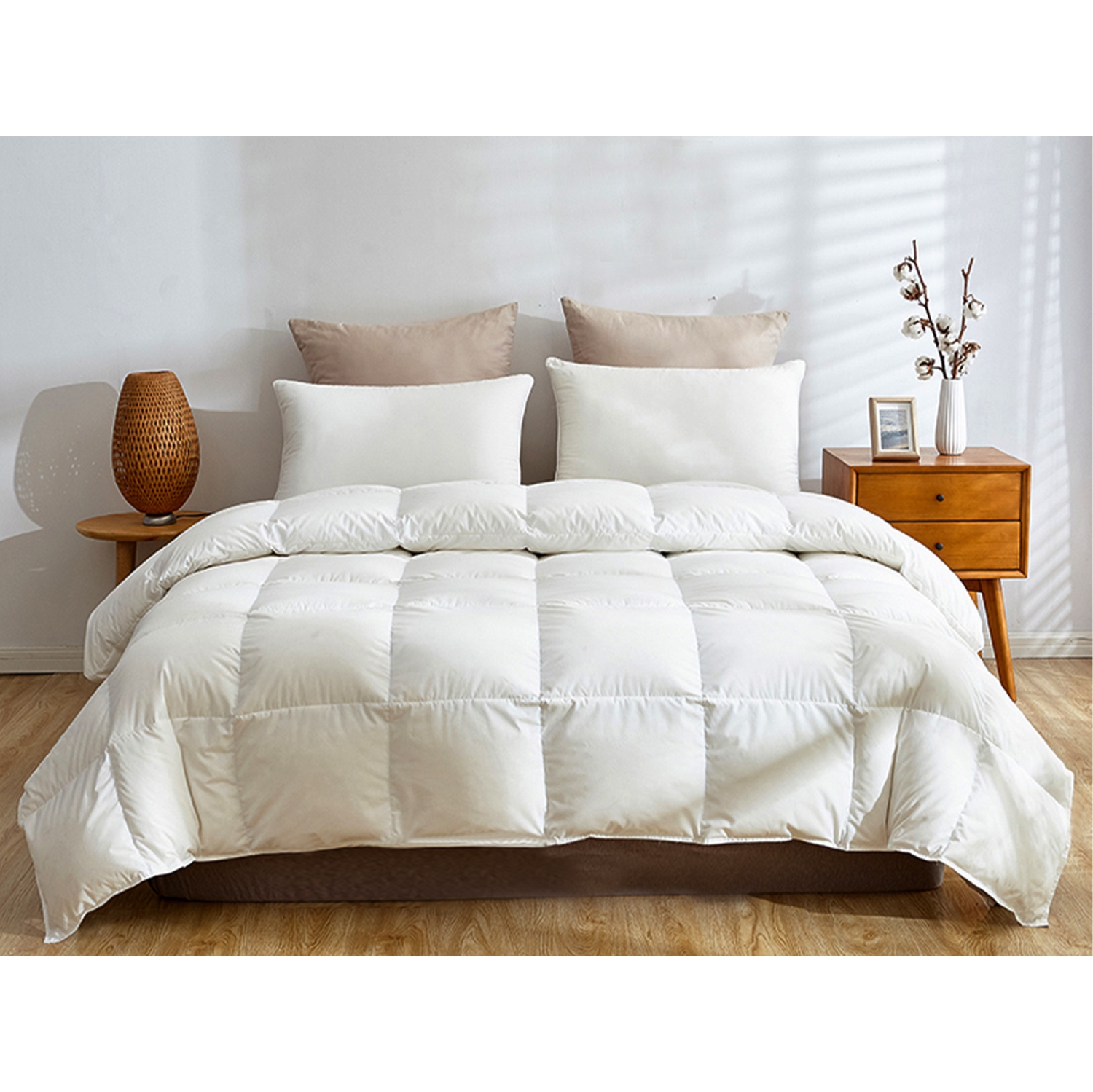 Highland Feather 575 Fill Power European White Down Duvet 233TC Pure Cotton Casing with Corner Ties NIPIGON Light and Cozy, Summer Lightweight,