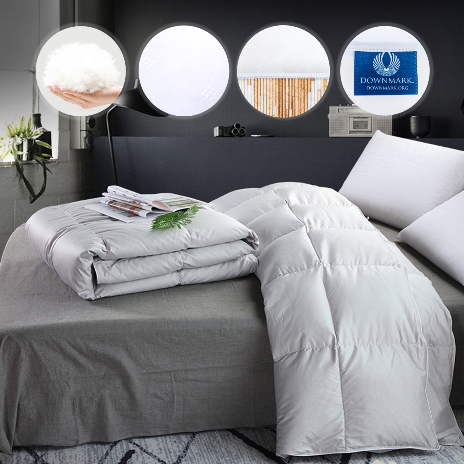 Highland Feather 700 Fill Power European White Down Duvet 500TC Pure Cotton Casing with Corner Ties MONTPELLIER Best Seller All Season California