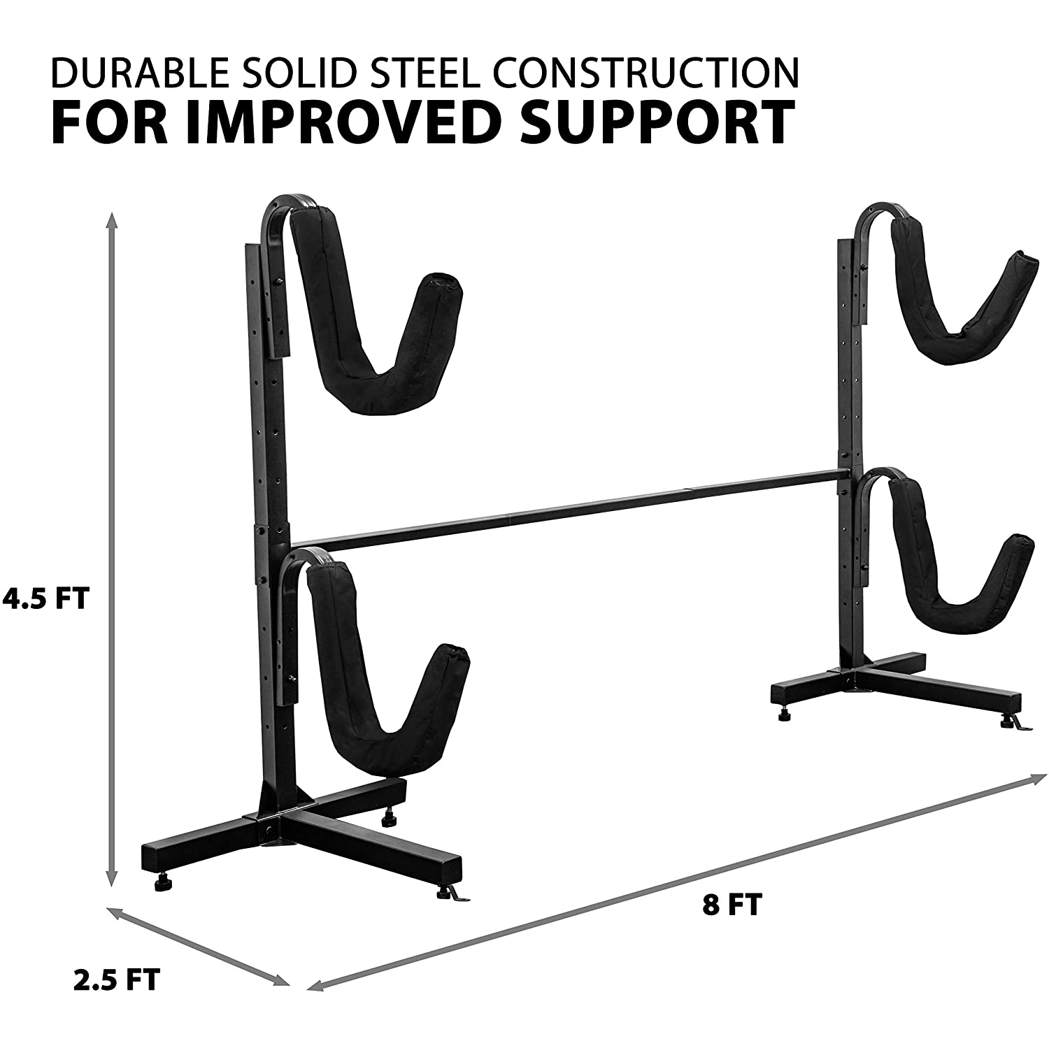 RaxGo Kayak Storage Rack, Heavy Duty Storage for Two-Kayak, SUP, Canoe & Paddleboard for Indoor, Outdoor, Garage, Shed, or Dock, Freestanding