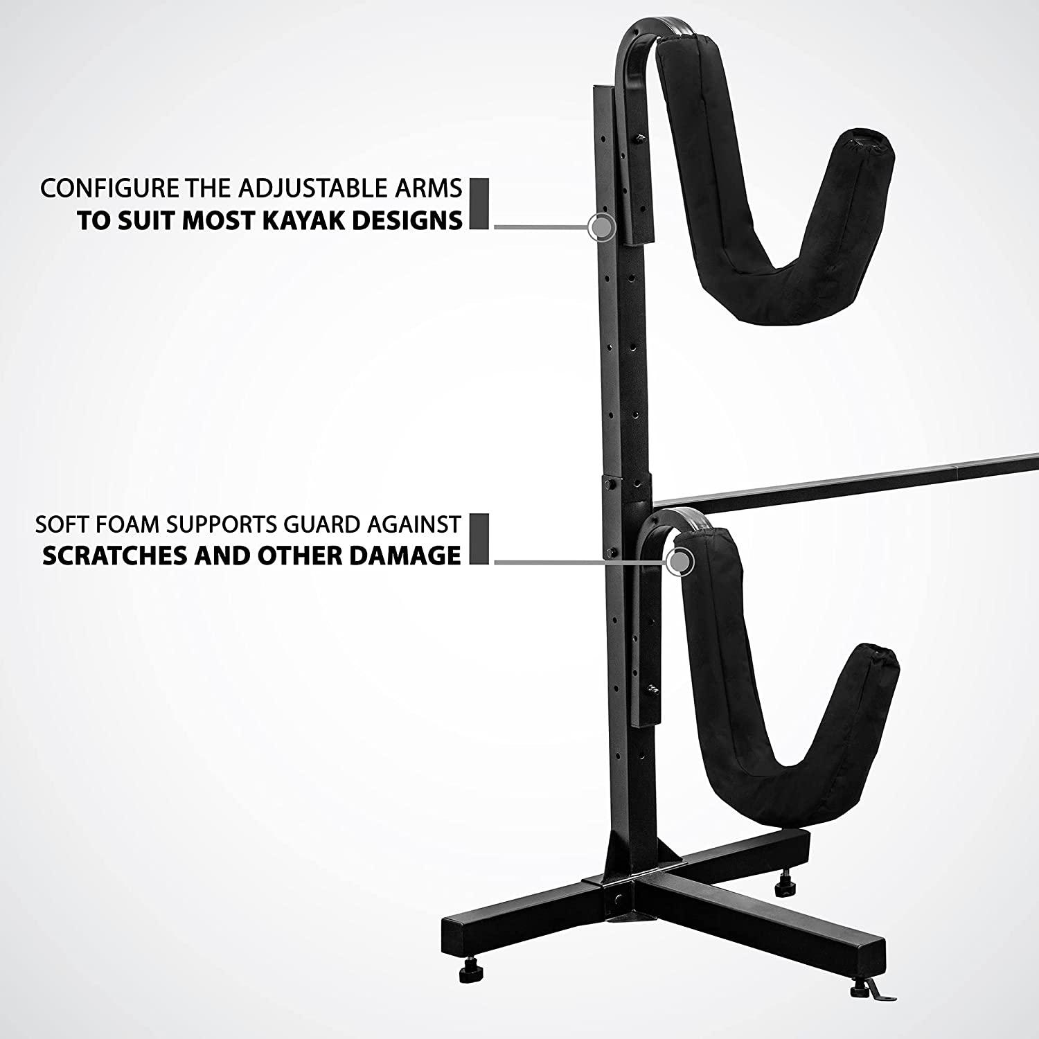 RaxGo Kayak Storage Rack, Heavy Duty Storage for Two-Kayak, SUP, Canoe & Paddleboard for Indoor, Outdoor, Garage, Shed, or Dock, Freestanding