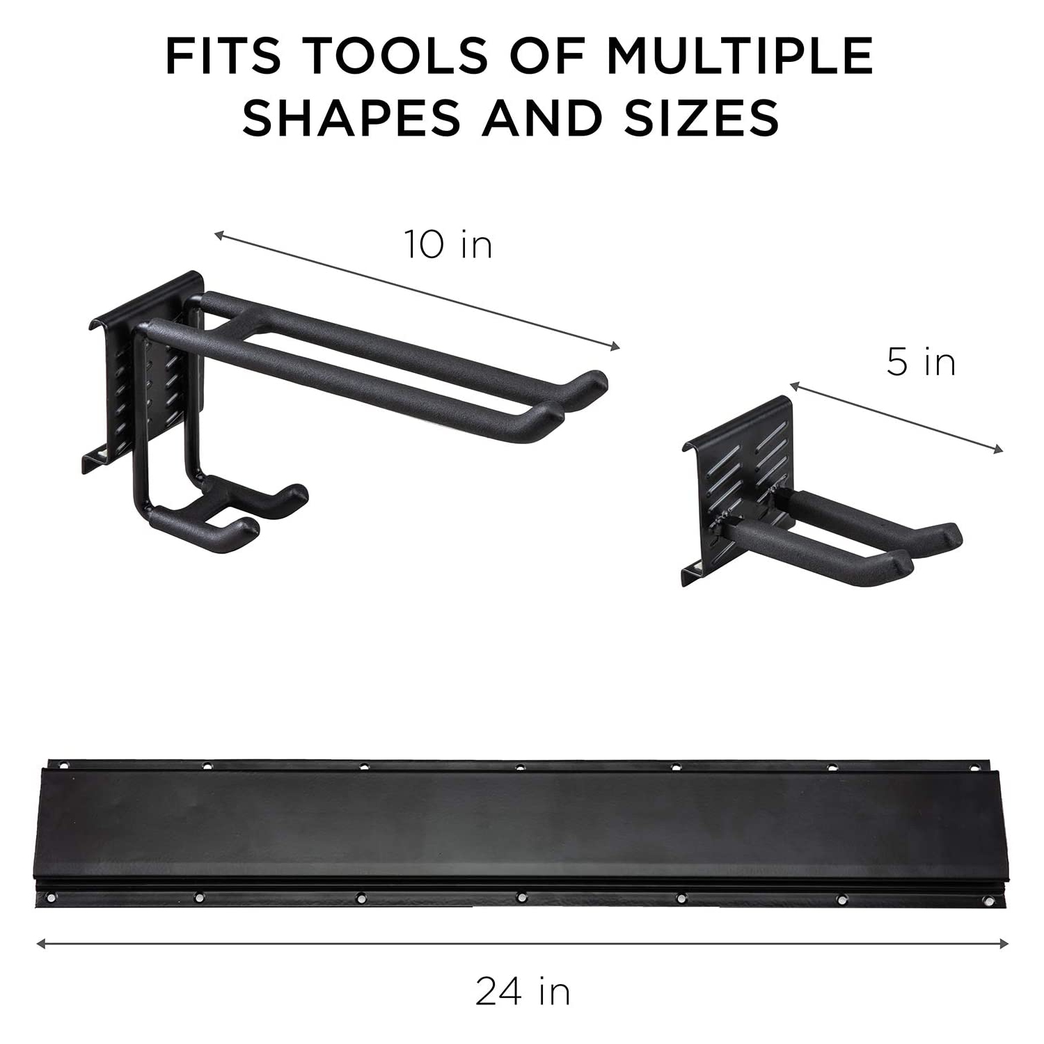 Tool Storage Rack, 8 Piece Garage Organizer, Metal, Wall Mounted, Holder for Broom, Mop, Rake Shovel & Tools, by Right-Hand Storage Solution