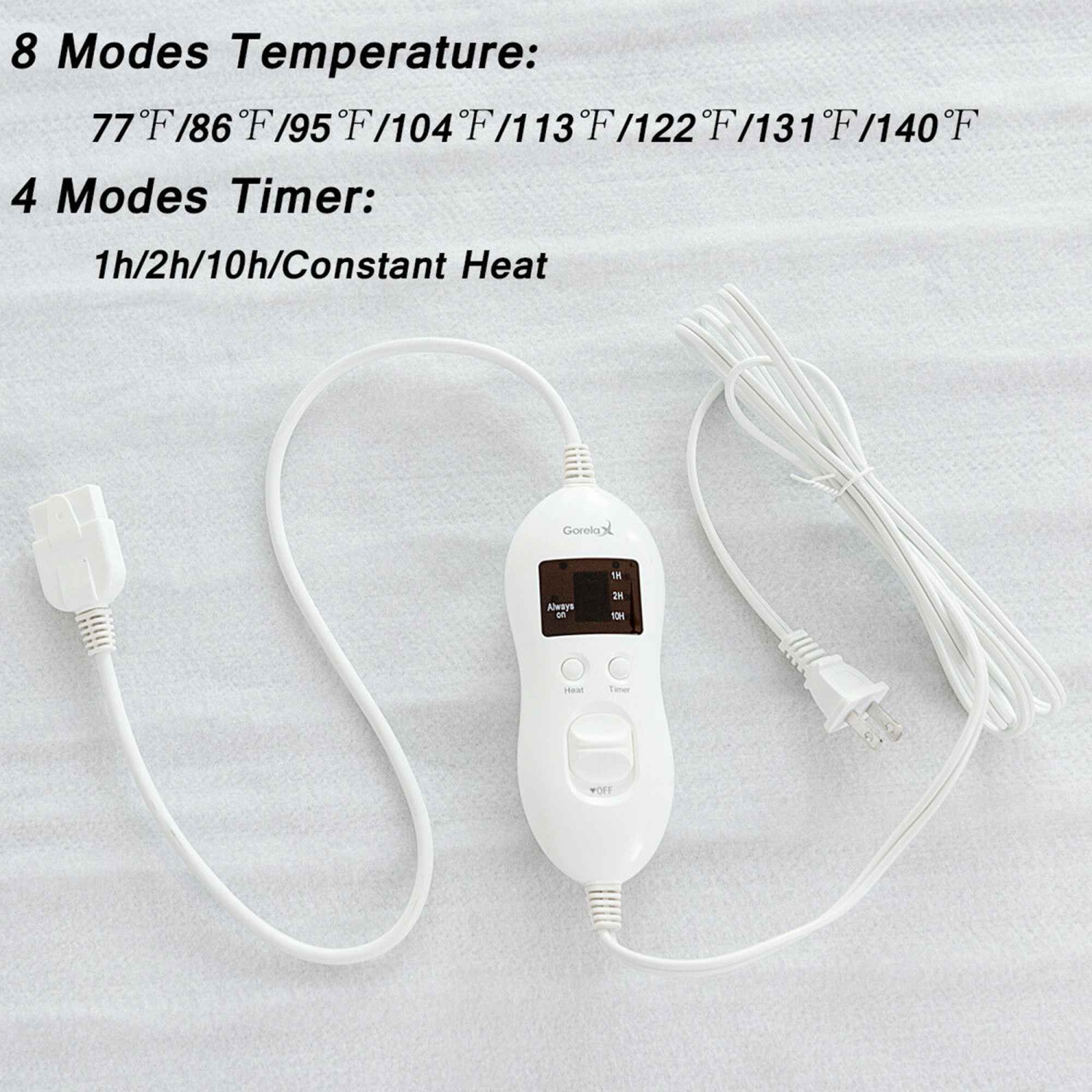 Costway Electric Heated Mattress Pad Safe 8 Temperature 10h Timer