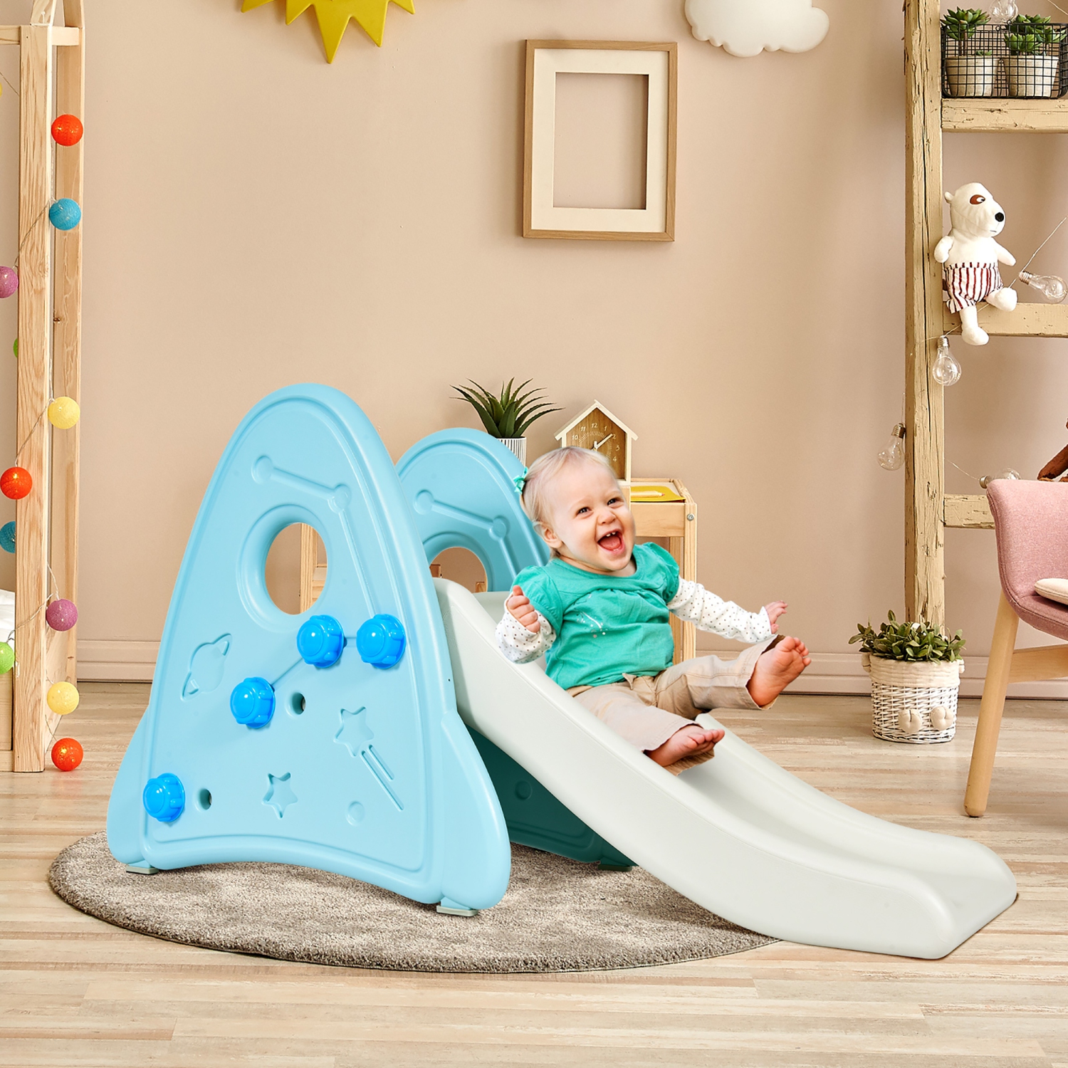 Costway Freestanding Baby Slide Indoor First Play Climber Slide Set for Boys Girls