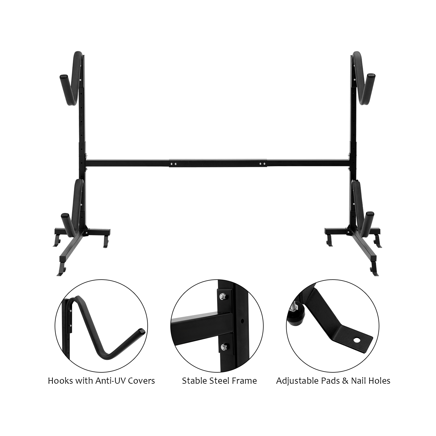 Costway Heavy Duty Freestanding Kayak Rack Dual Storage Rack for SUP Height Adjustable