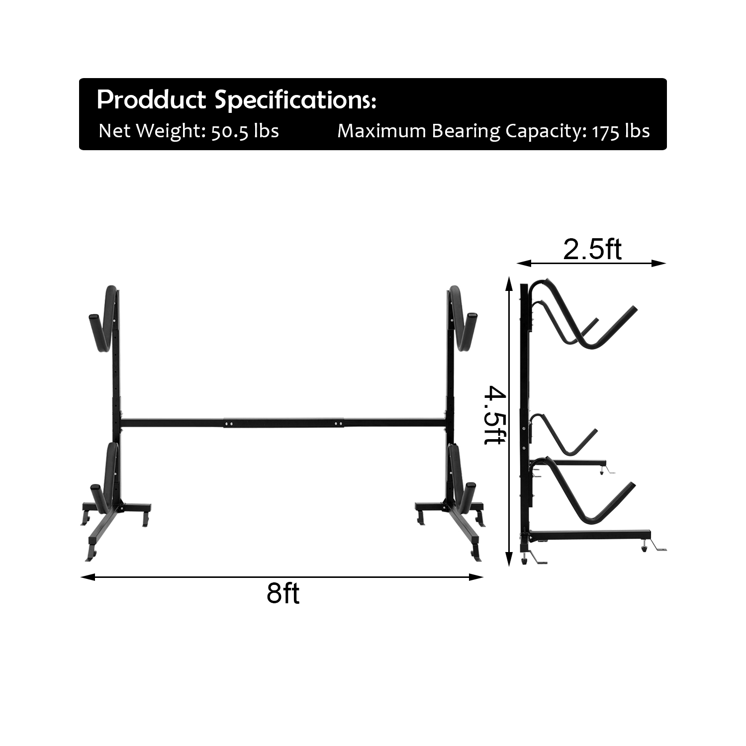 Costway Heavy Duty Freestanding Kayak Rack Dual Storage Rack for SUP Height Adjustable