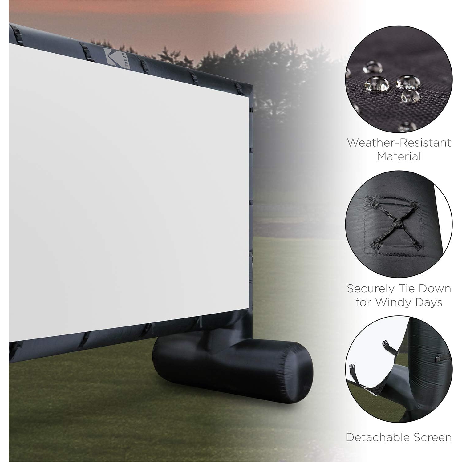 KODAK Inflatable Outdoor Projector Screen | 14.5 Feet, Blow-Up Screen for Movies, TV, Sports Games & More | Includes Air Pump, Storage Carry Case,