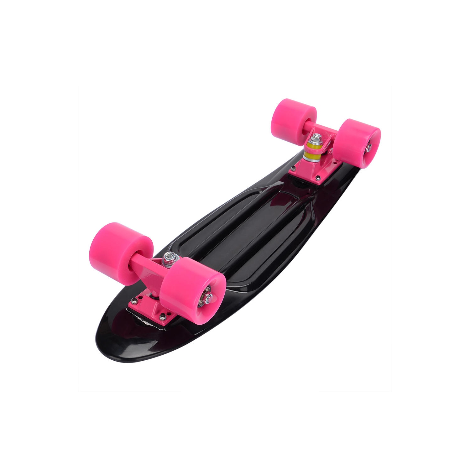 PHAT™ Plastic Cruiser Skateboard with All-in-One Skate T-Tool，22" Mini Street Surfing Skate board - Black Pink