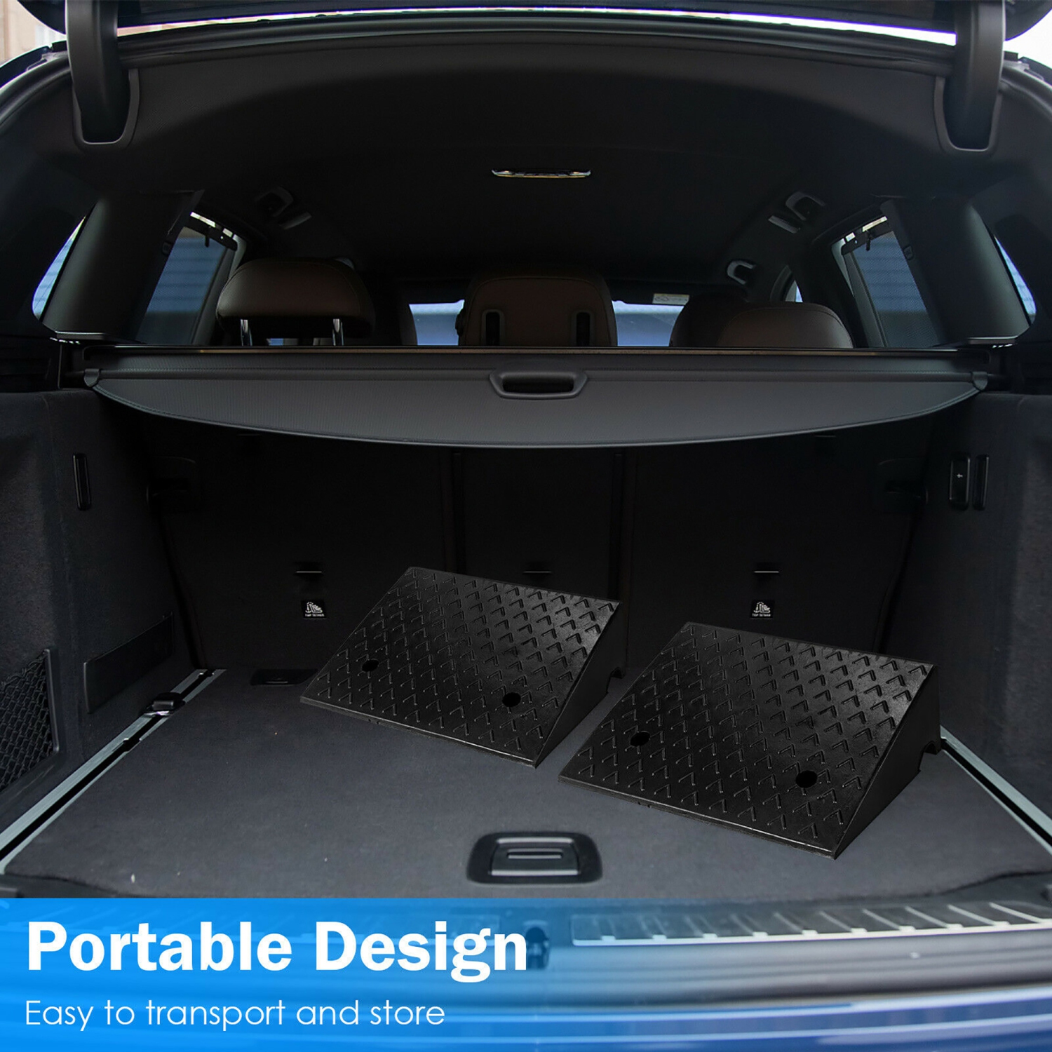 Costway 2 PCS 5" Rubber Car Curb Ramps for Vehicle Wheelchair Ramp W/ 4 Expansion Bolts