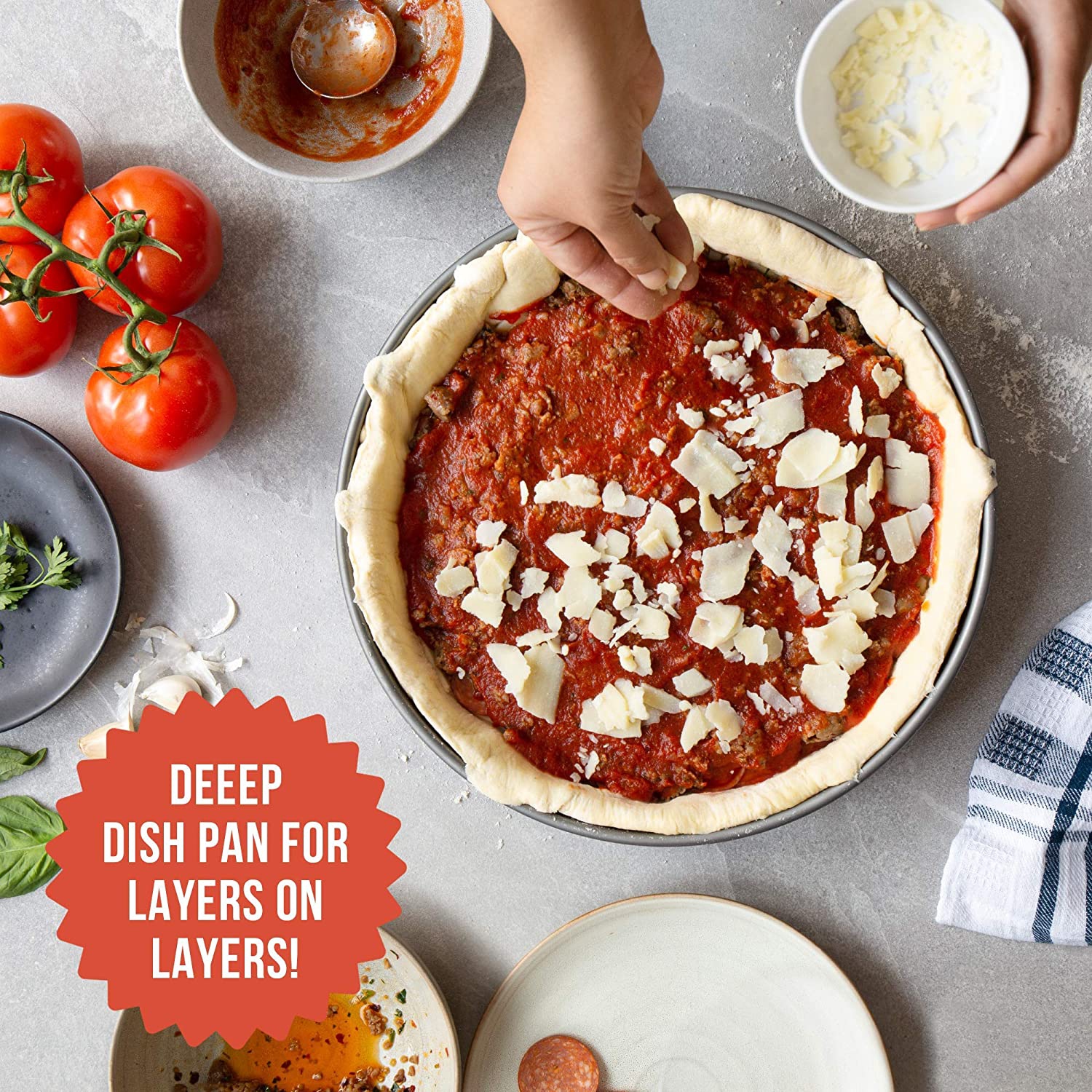 Chef Pomodoro Deep Dish Pizza Pan, Chicago Style