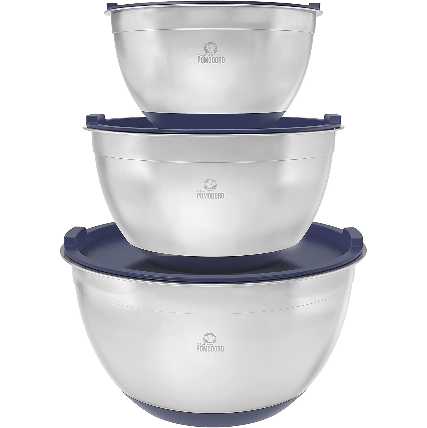 Stainless Steel Mixing Bowls with Lids, - 3 Piece (1.5 Qt, 3 Qt, 5 Qt) –  Chef Pomodoro