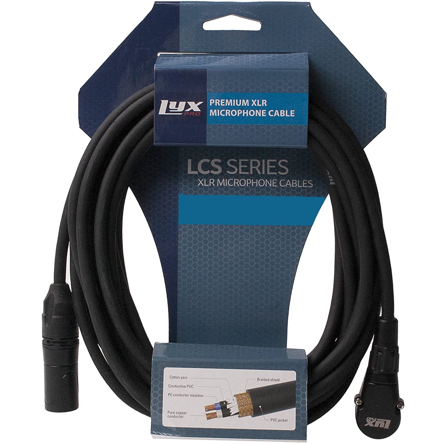 LyxPro - 20 Ft - Black - XLR Male to Right Angle Female Microphone Cable for professional Microphone & Devices