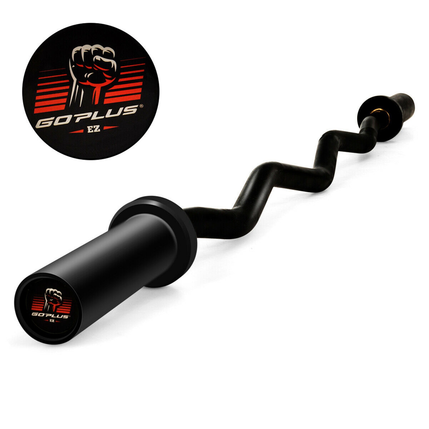Goplus 48''Phosphate Steel Olympic EZ Curl Bar 28mm Grip Home Gym Fitness Equipment