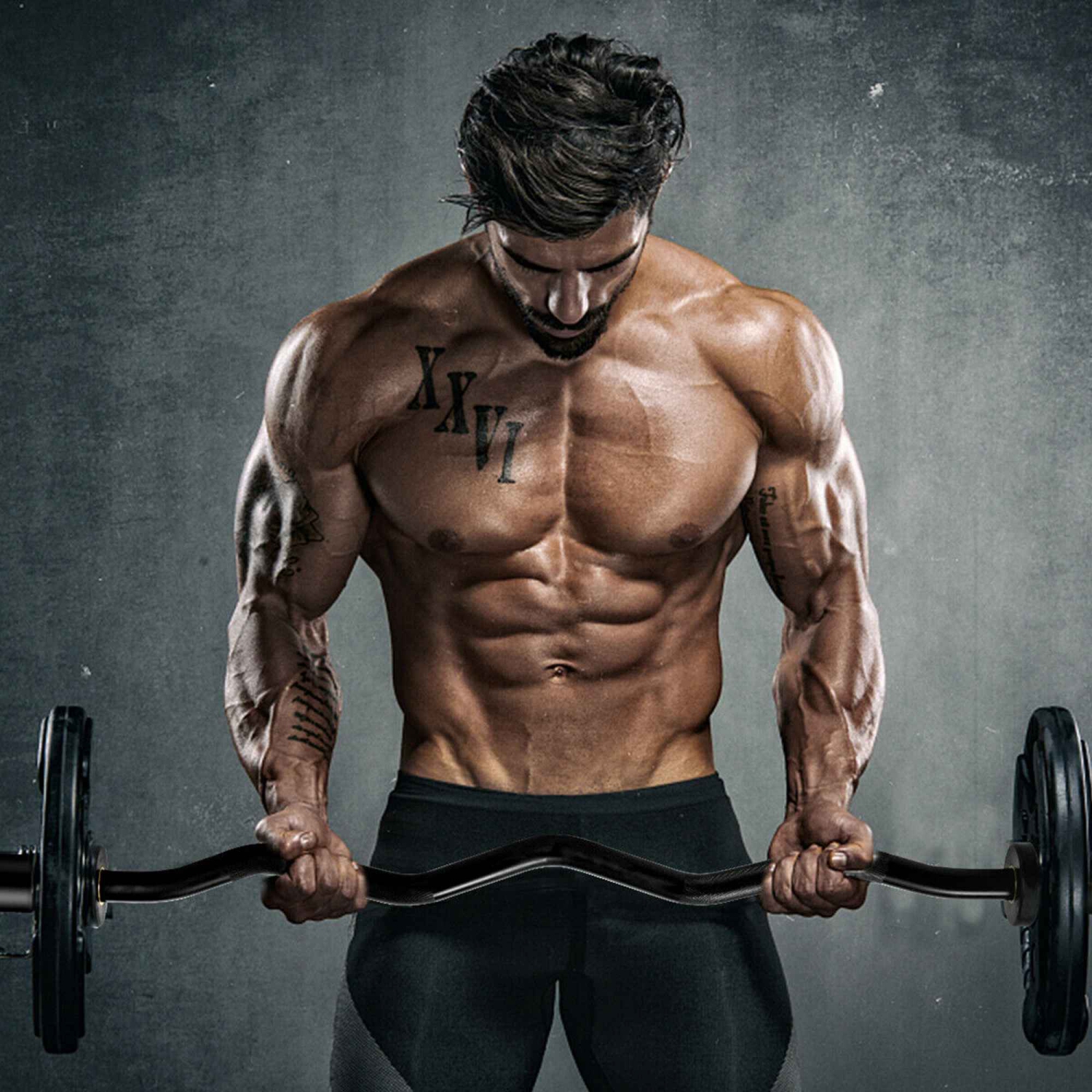 Goplus 48''Phosphate Steel Olympic EZ Curl Bar 28mm Grip Home Gym Fitness Equipment