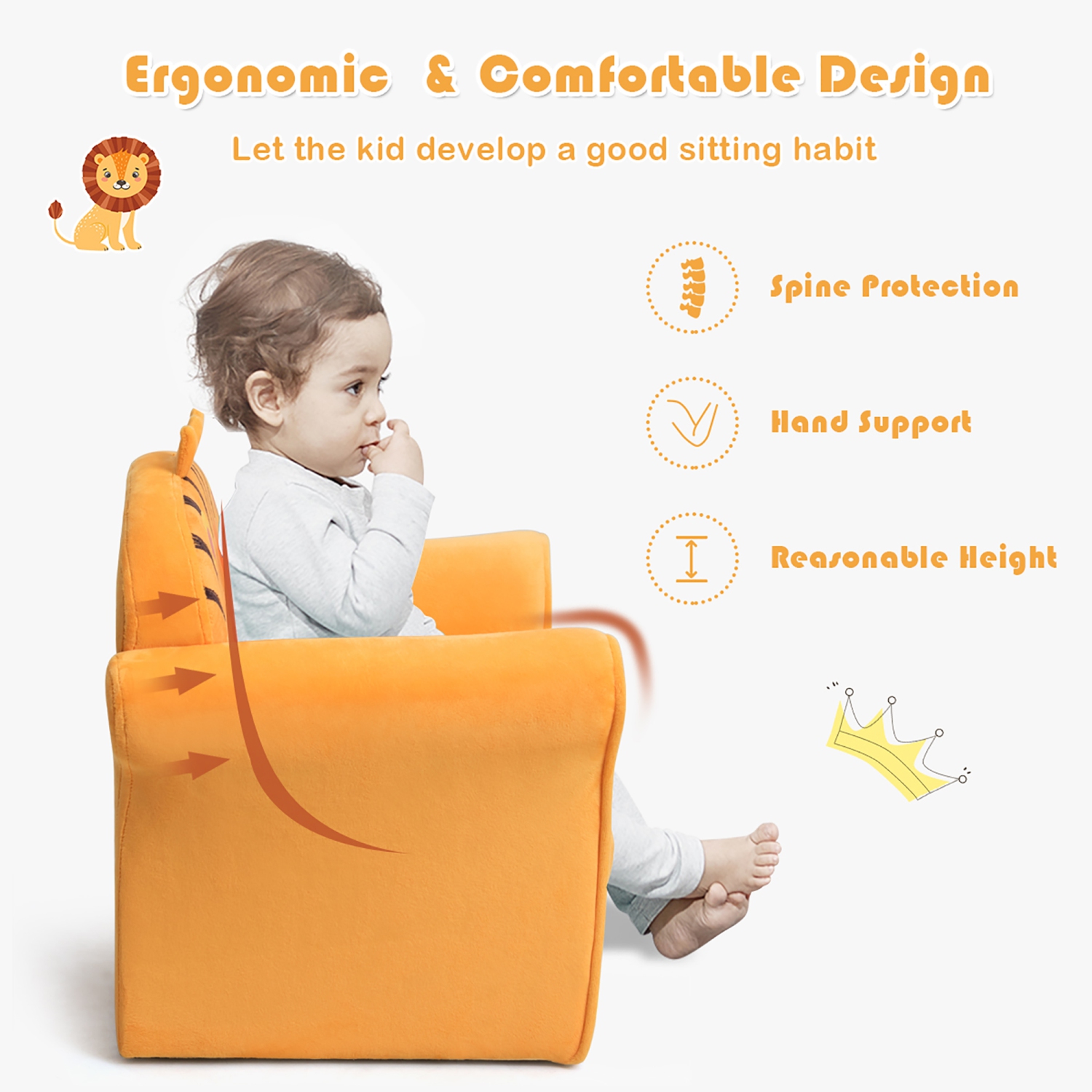 Costway Kids Lion Sofa Children Armrest Couch Toddler Furniture Gift