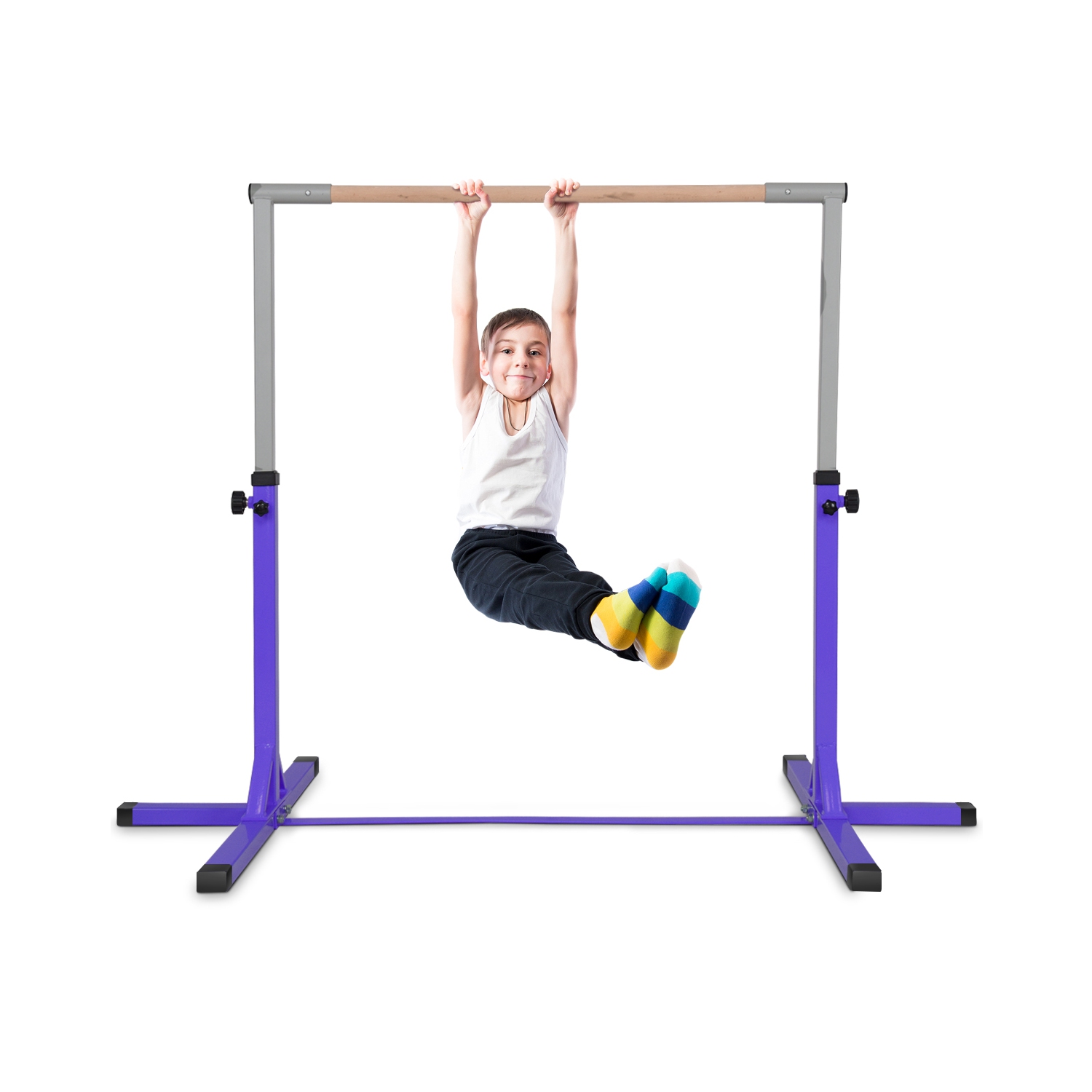 Costway Gymnastic Steel Horizontal Training Bar Junior Home Practice 3'-5' Adjustable