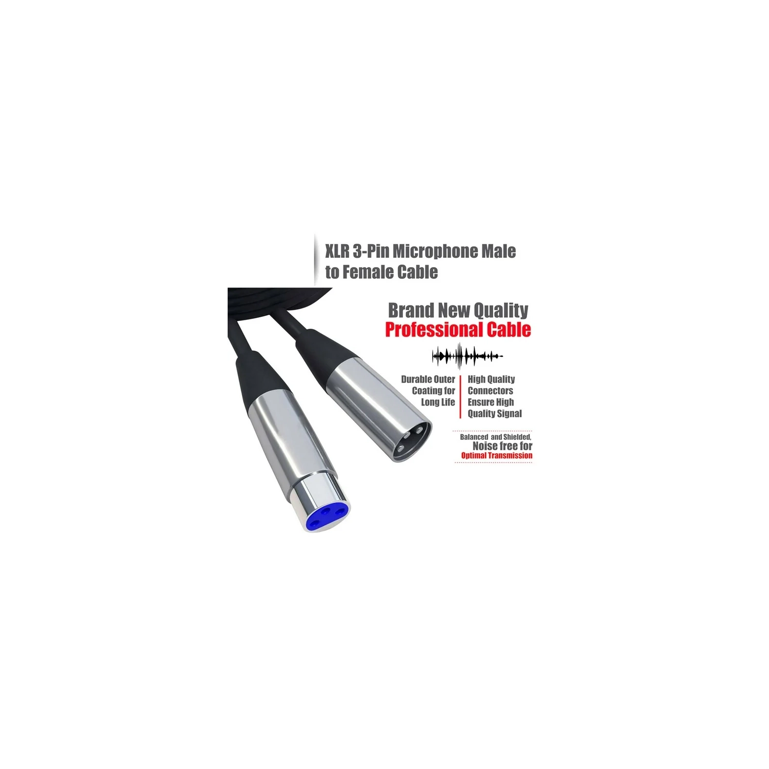 ISTAR Flexible Premier Series 3 Pin XLR Male to XLR Female Cable 2 Meter XLR Cable Microphone Extension Balanced Audio Cable for Phantom Power,